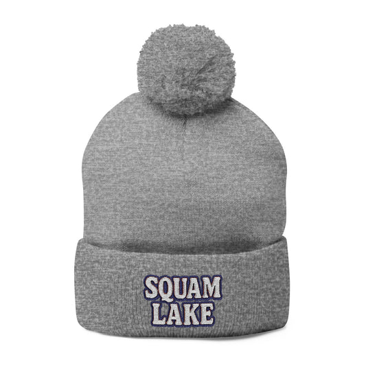 Squam Lake Pom-Pom Knit Cap (Embroidery)
