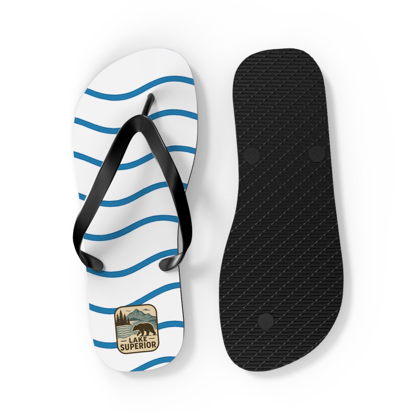 Lake Superior Beachy Vibes Flip Flops - Summer Sandals, Poolside Footwear, Vacation Essentials, Casual Summer Shoes, Beach Accessories