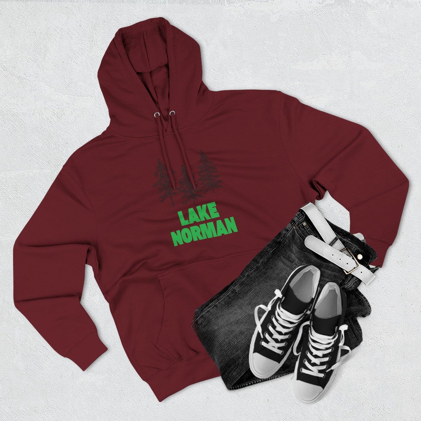Lake Norman Fleece Hoodie, Cozy Sweatshirt, Outdoor Adventure Wear, Unique Gift for Lake Lovers, Perfect for Fall and Winter