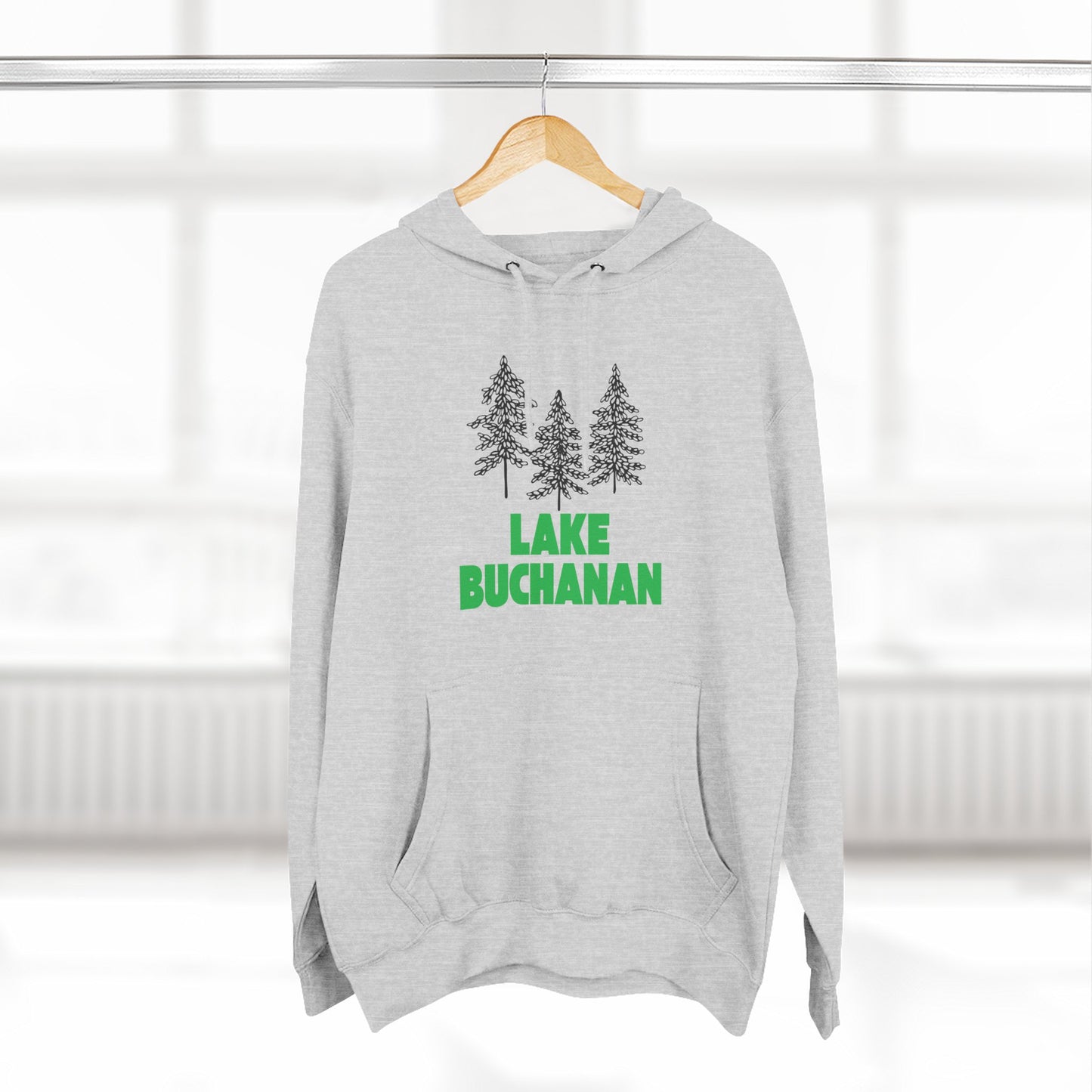 Lake Buchanan Fleece Hoodie, Cozy Sweatshirt, Outdoor Adventure Wear, Unique Gift for Lake Lovers, Perfect for Fall and Winter