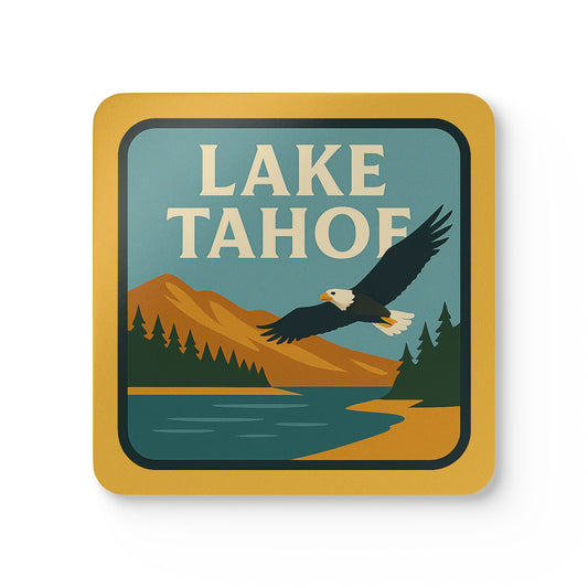 Lake Tahoe Rustic Cork Coaster Set, Nature Decor, Coasters, Cabin Decor, Gift for Homeowners, Scenic Coasters