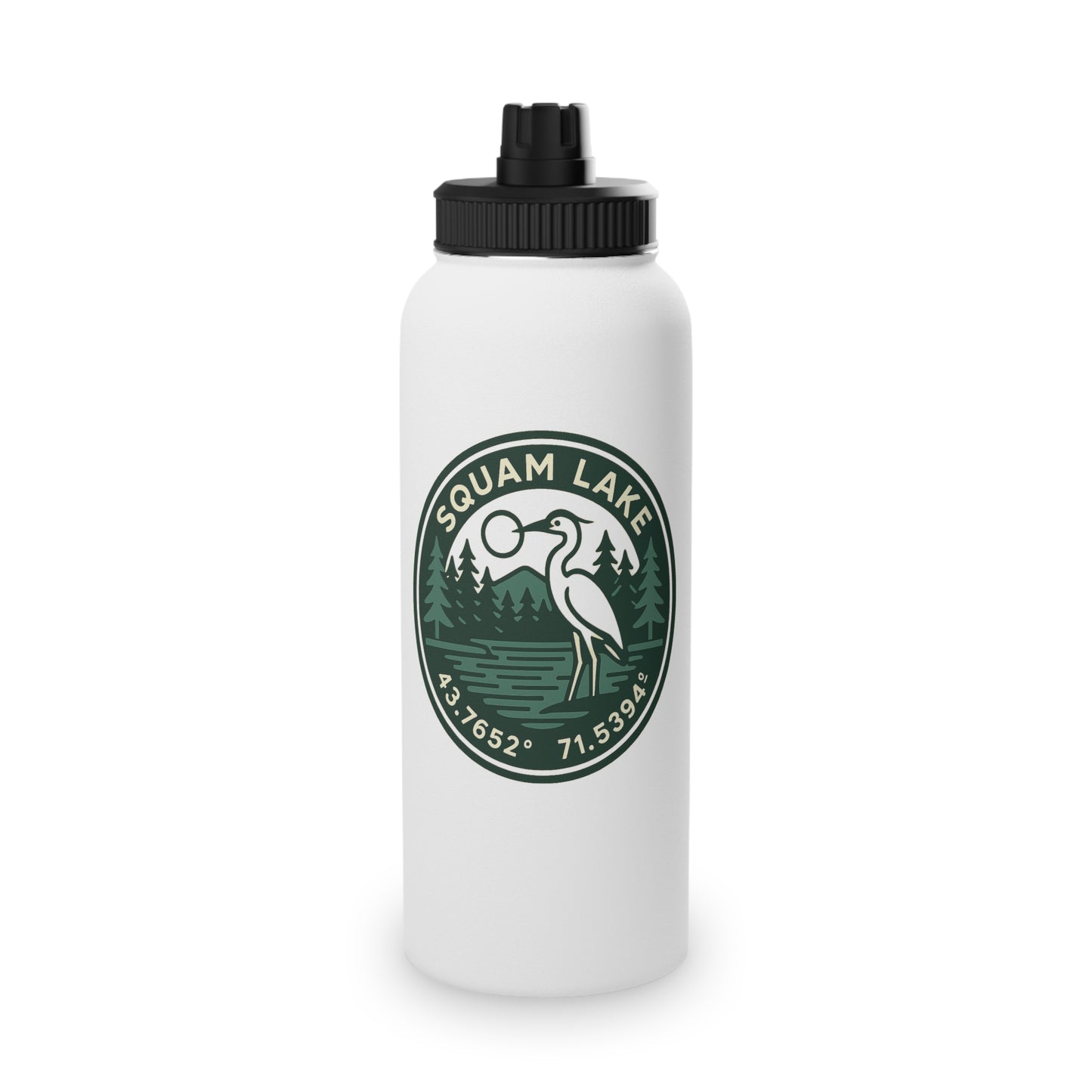 Squam Lake Stainless Steel Water Bottle, Sports Lid