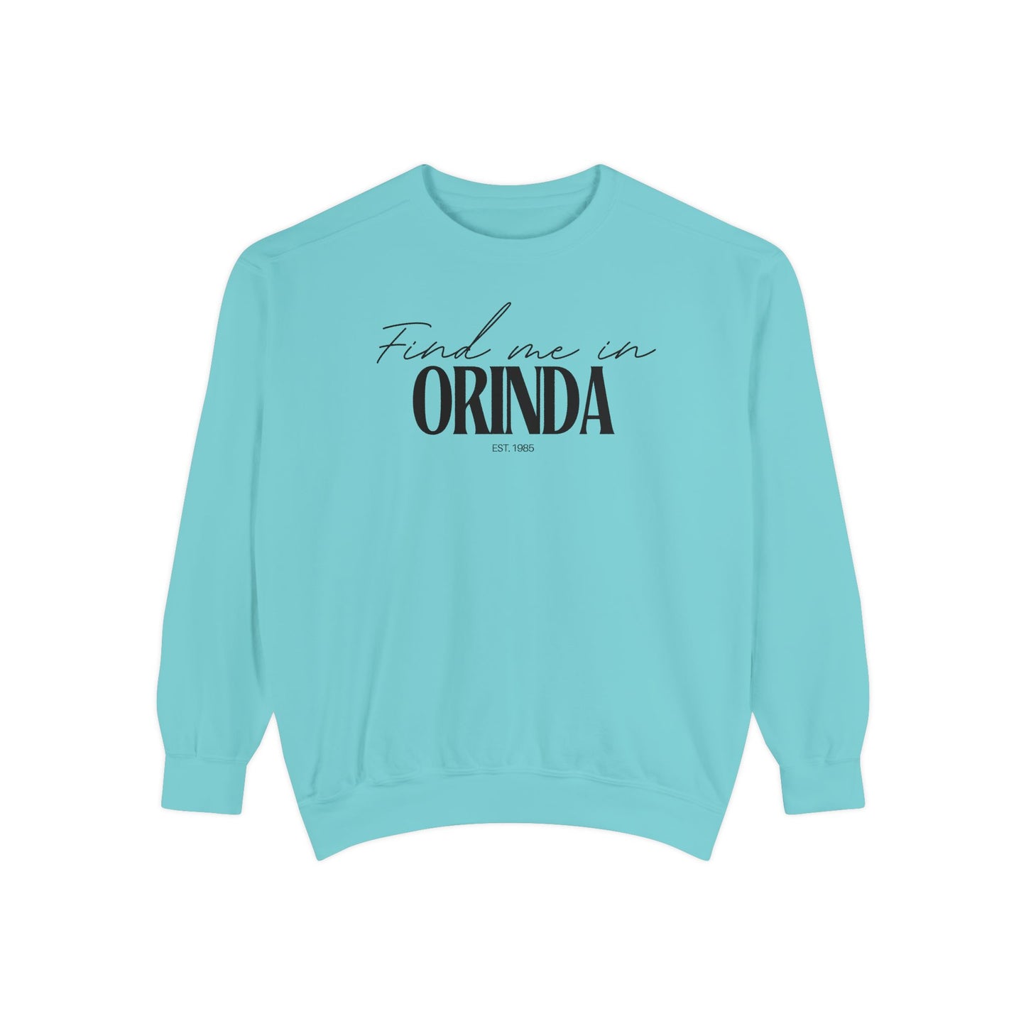 Orinda Cozy Sweatshirt, Unisex Garment-Dyed Crew, Casual Wear, Gift for Friends, Fall Fashion, Lounge Style