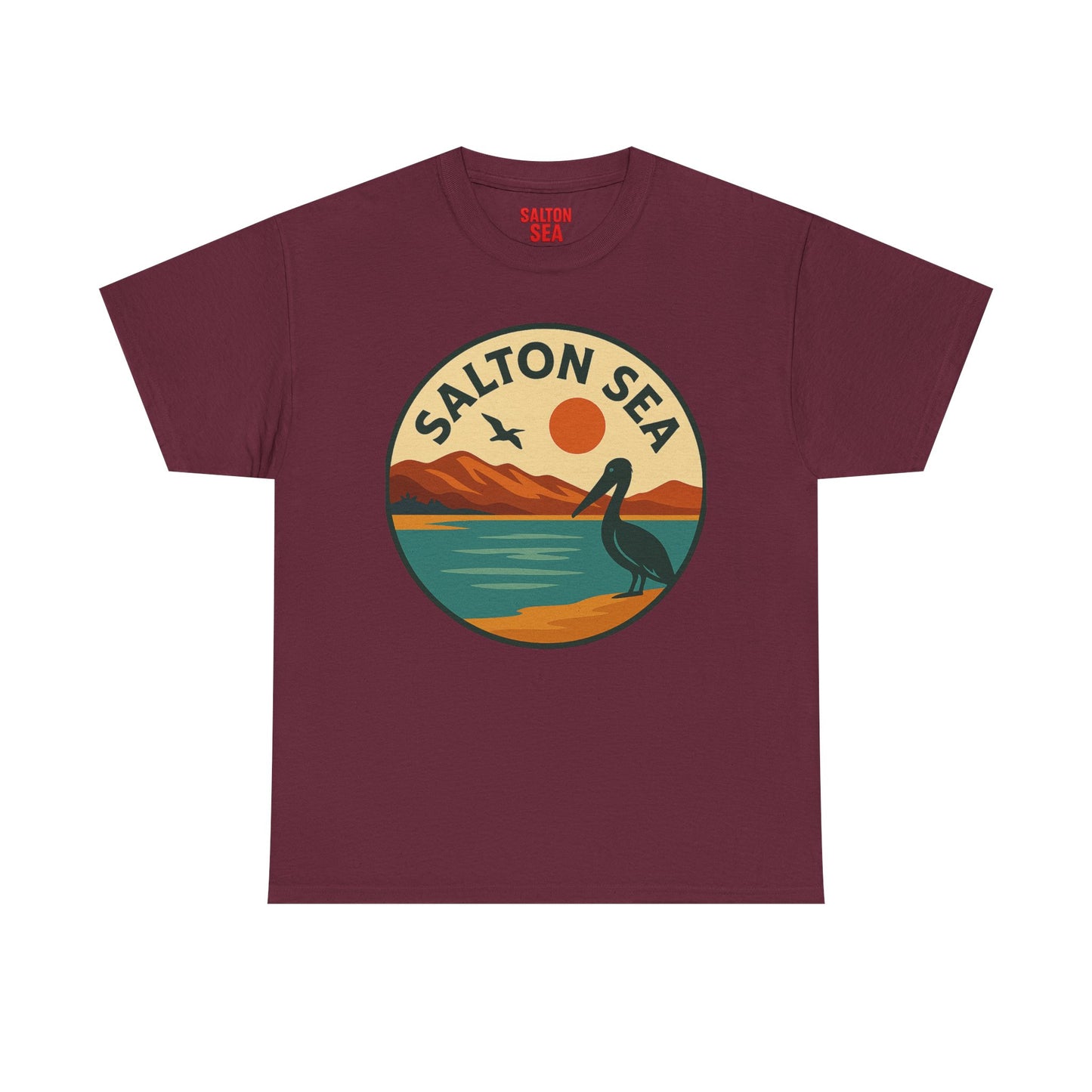 Salton Sea Graphic Tee | Unisex Heavy Cotton T-Shirt, Nature Lover Gift, Lake Adventure Shirt, Outdoor Apparel, Vintage Lake Design