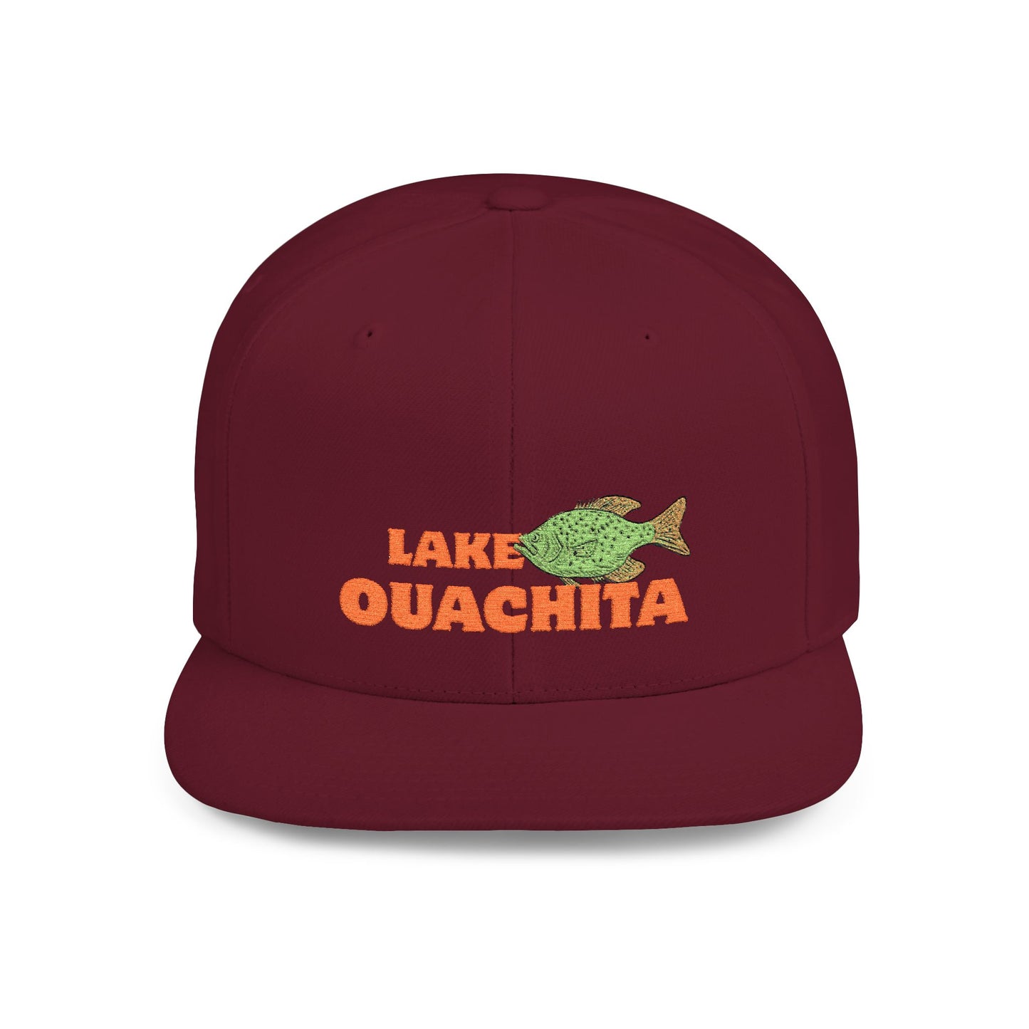Lake Ouachita Fish Flat Bill Snapback Hat, Fishing Cap, Outdoor Gear, Lake House Gift, Summer Accessories, Stylish Headwear