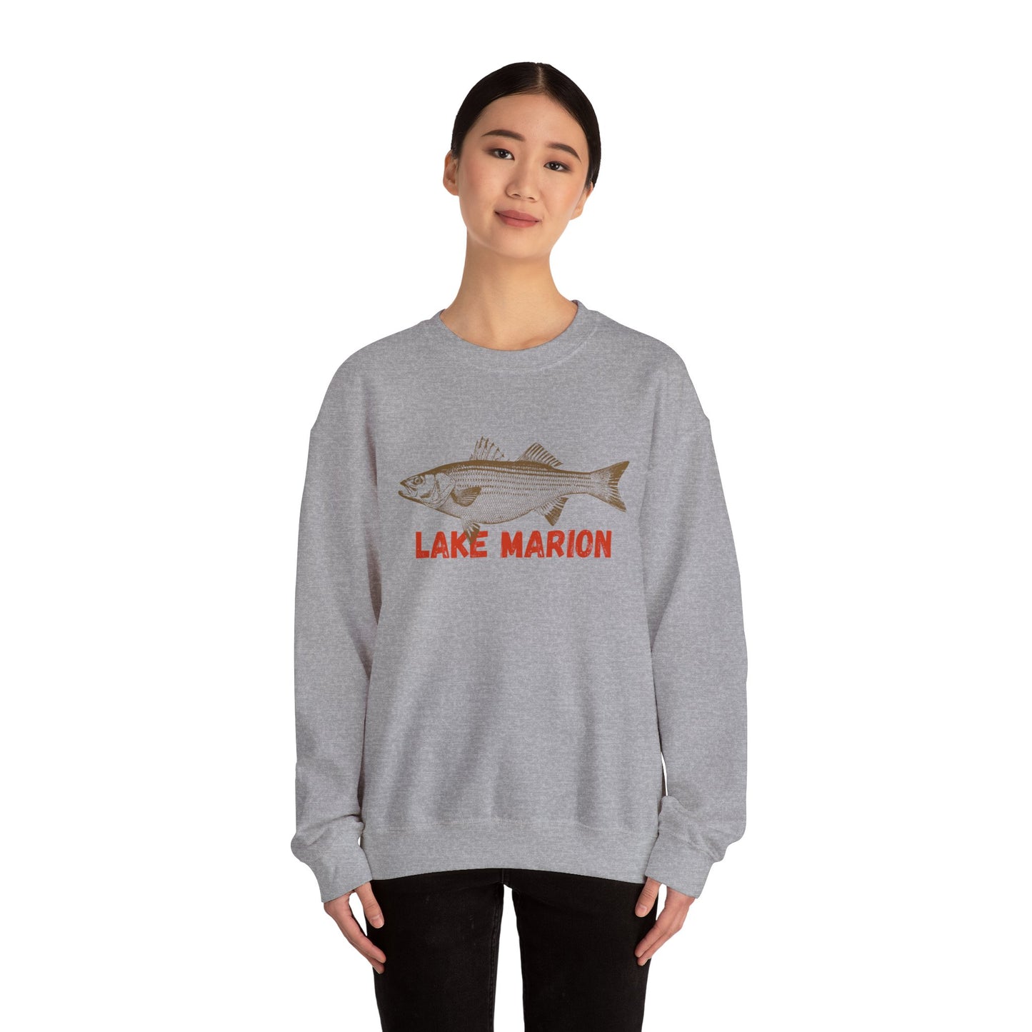 Lake Marion Fishing Sweatshirt, Unisex Crewneck, Casual Wear, Gift for Fishermen, Outdoor Apparel, Lake House Cozy