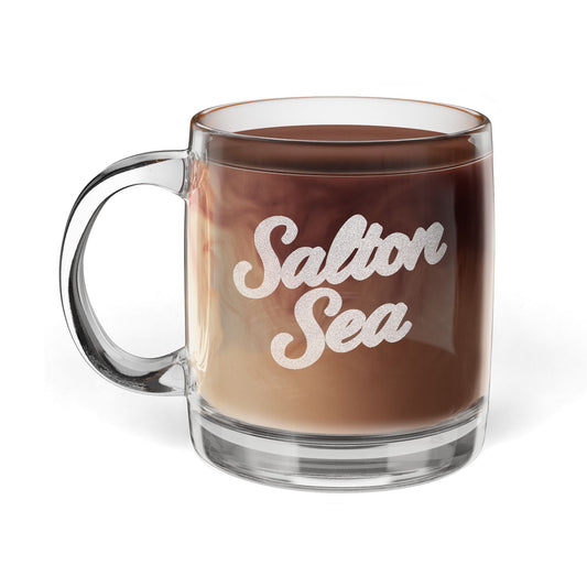 Salton Sea Engraved Coffee Mug - Personalized Glass Cup for Coffee Lovers, Gifts for Birthdays, Weddings, Housewarming, Custom Drinkware