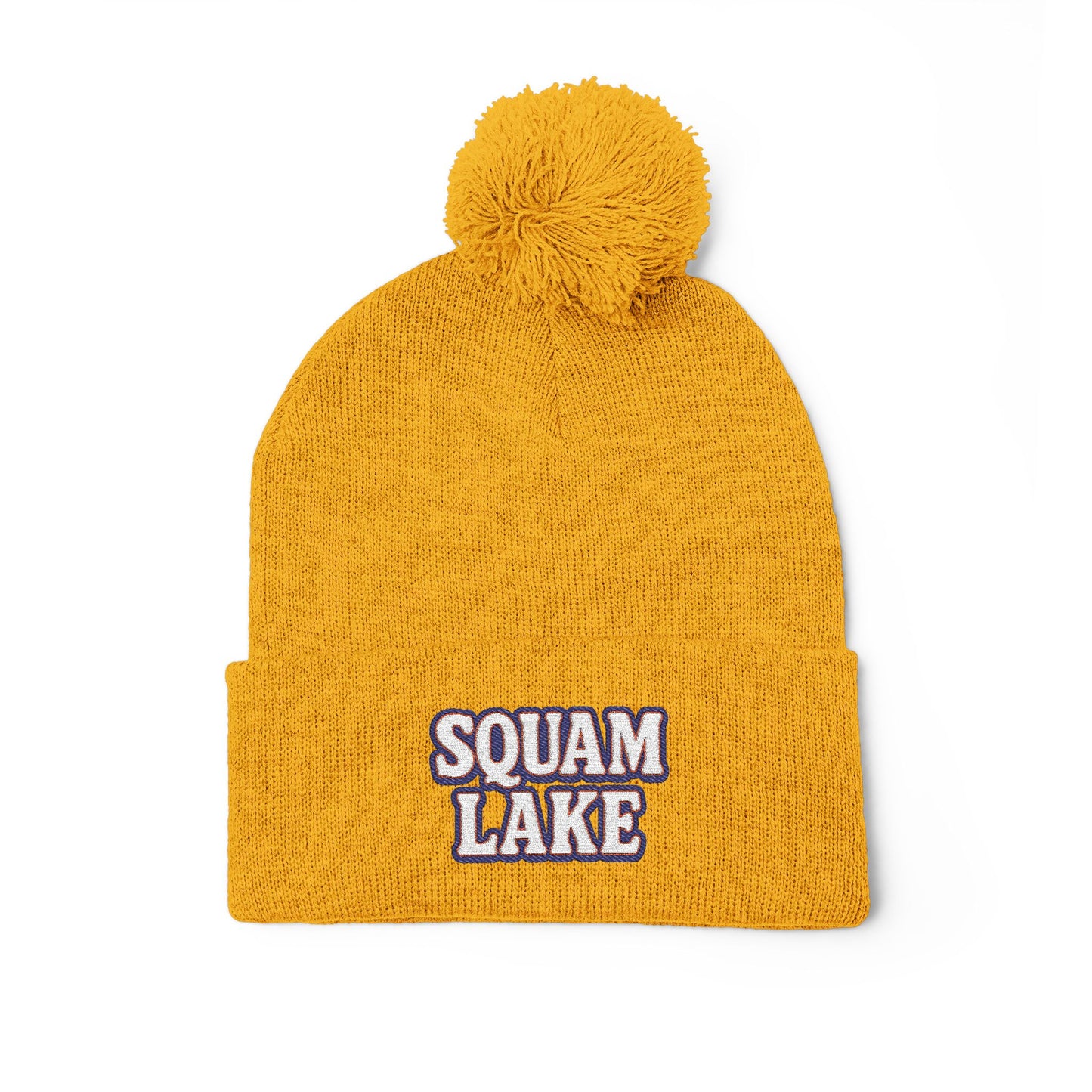 Squam Lake Pom-Pom Knit Cap (Embroidery)