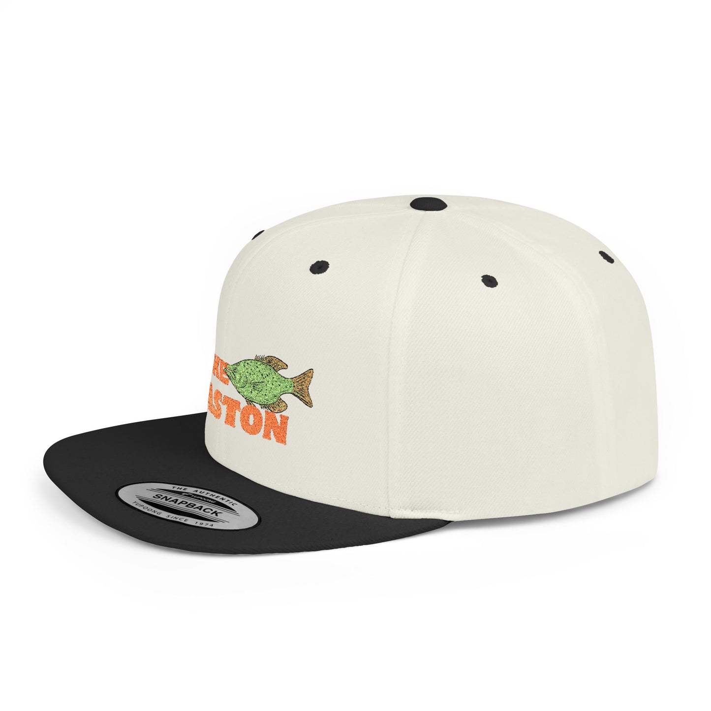 Lake Gaston Fish Flat Bill Snapback Hat, Fishing Cap, Outdoor Gear, Lake House Gift, Summer Accessories, Stylish Headwear