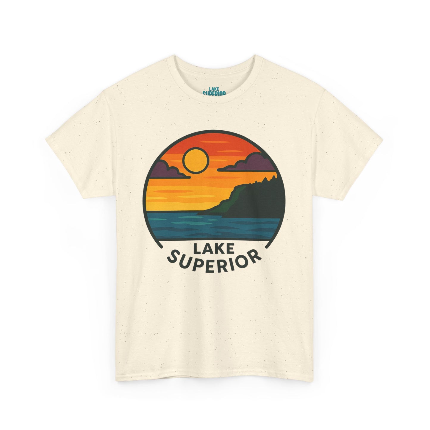 Lake Superior Graphic Tee | Unisex Heavy Cotton T-Shirt, Nature Lover Gift, Lake Adventure Shirt, Outdoor Apparel, Vintage Lake Design
