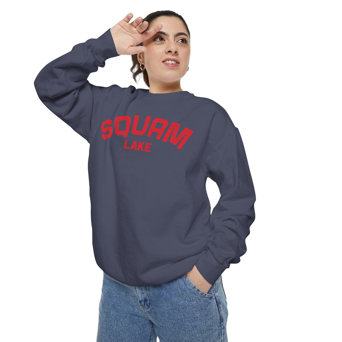 Squam Lake Unisex Garment-Dyed Sweatshirt, Cozy Casual Wear, Perfect for Lakeside Gatherings, Great for Fall, Gift for Nature Lovers