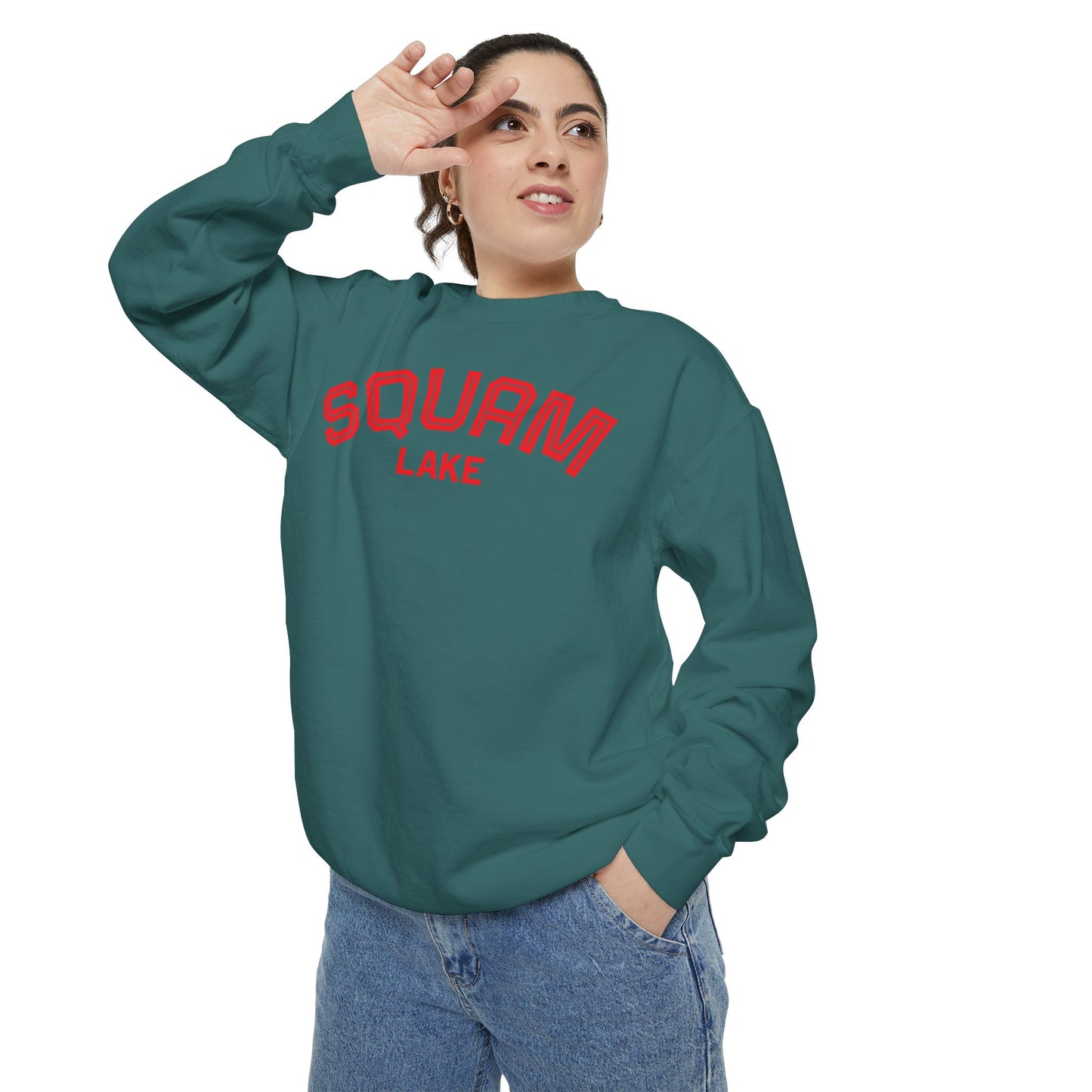 Squam Lake Unisex Garment-Dyed Sweatshirt, Cozy Casual Wear, Perfect for Lakeside Gatherings, Great for Fall, Gift for Nature Lovers
