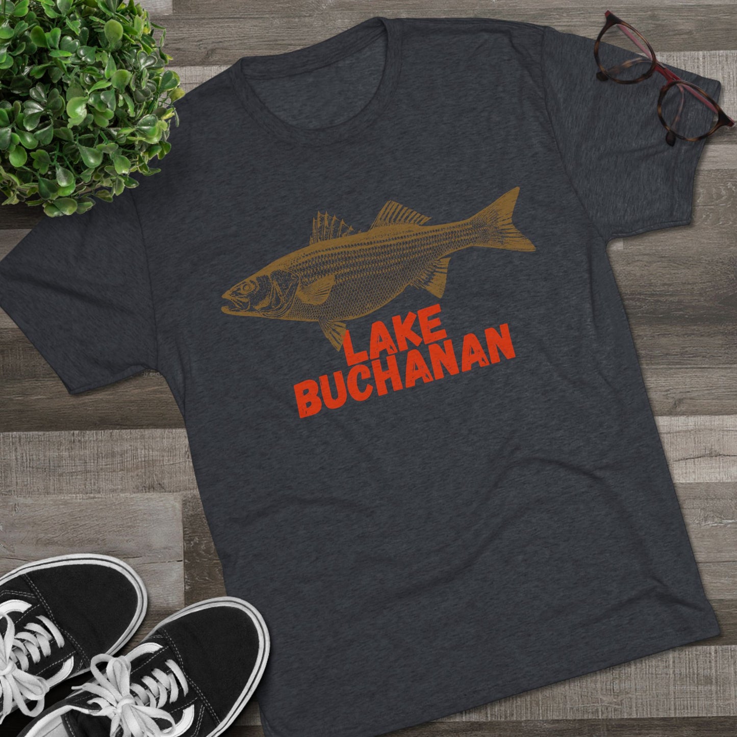Lake Buchanan Fishing Tee, Unisex Crew Neck Shirt, Summer Lake Apparel, Gift for Fishermen, Outdoor Adventure T-Shirt, Lake House Style