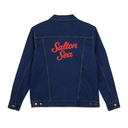 Salton Sea Unisex Embroidered Denim Jacket - Trendy Fall Fashion, Casual Layering, Everyday Wear, Stylish Gift, Unique Statement Piece
