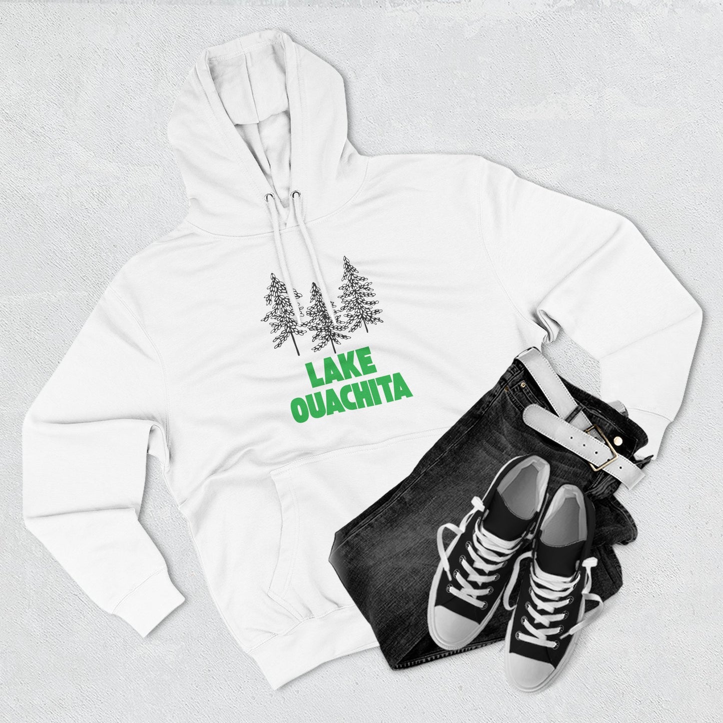 Lake Ouachita Fleece Hoodie, Cozy Sweatshirt, Outdoor Adventure Wear, Unique Gift for Lake Lovers, Perfect for Fall and Winter