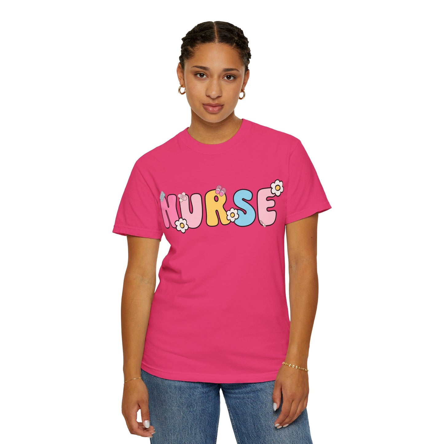 Playful Nurse T-Shirt - Fun Gift for Healthcare Workers, Floral Design, Birthday Present, Nurse Appreciation Week, Casual Wear