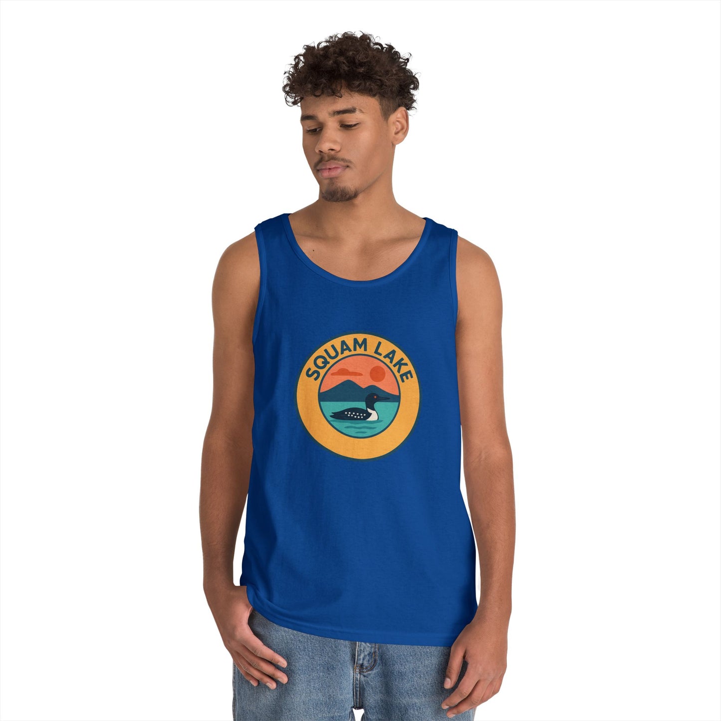 Squam Lake Vintage Unisex Heavy Cotton Tank Top, Summer Shirt, Lake Apparel, Outdoor Activity, Gift for Nature Lovers
