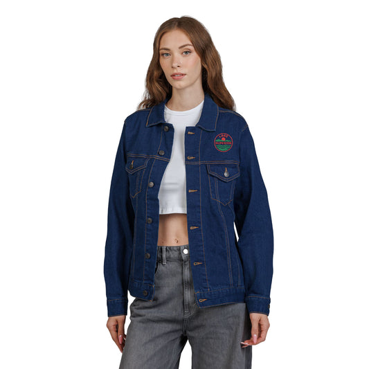 Lake Superior Unisex Embroidered Denim Jacket - Trendy Fall Fashion, Casual Layering, Everyday Wear, Stylish Gift, Unique Statement Piece