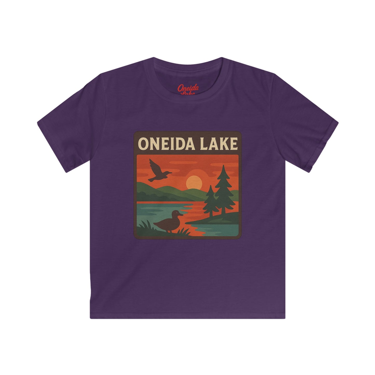Oneida Lake Kids Tee, Softstyle T-Shirt for Children, Summer Adventure Shirt, Lake House Gift, Outdoor Fun Apparel