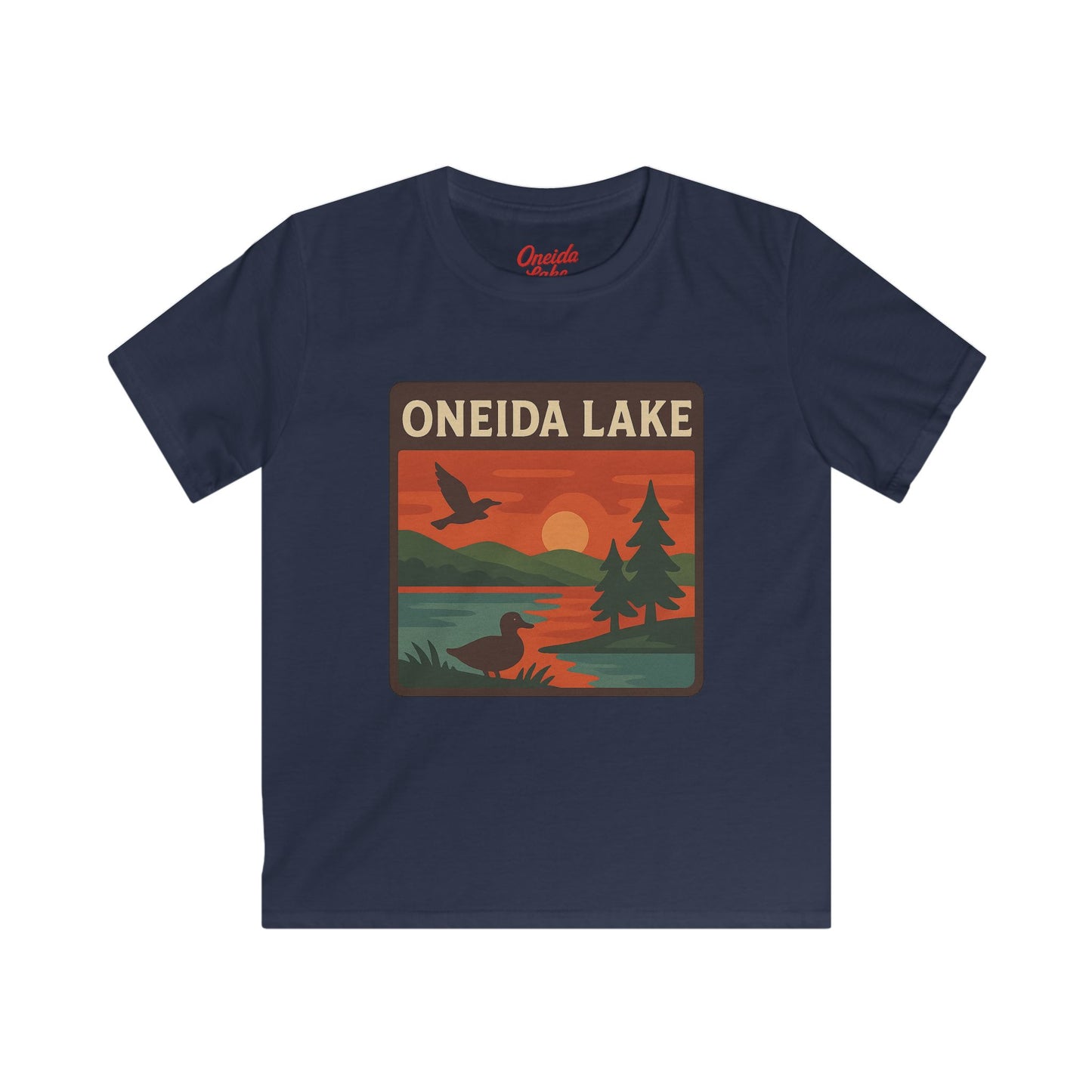 Oneida Lake Kids Tee, Softstyle T-Shirt for Children, Summer Adventure Shirt, Lake House Gift, Outdoor Fun Apparel