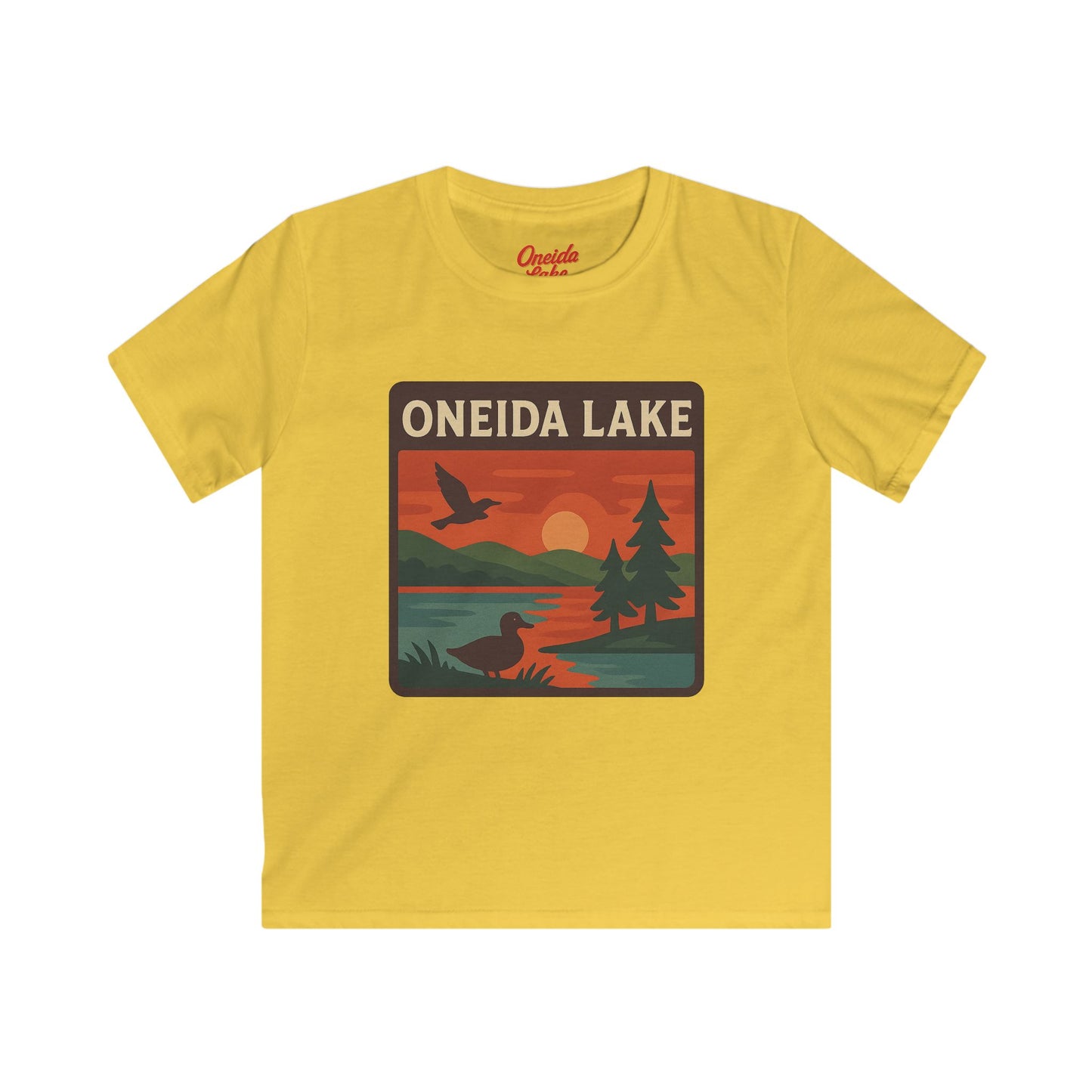 Oneida Lake Kids Tee, Softstyle T-Shirt for Children, Summer Adventure Shirt, Lake House Gift, Outdoor Fun Apparel