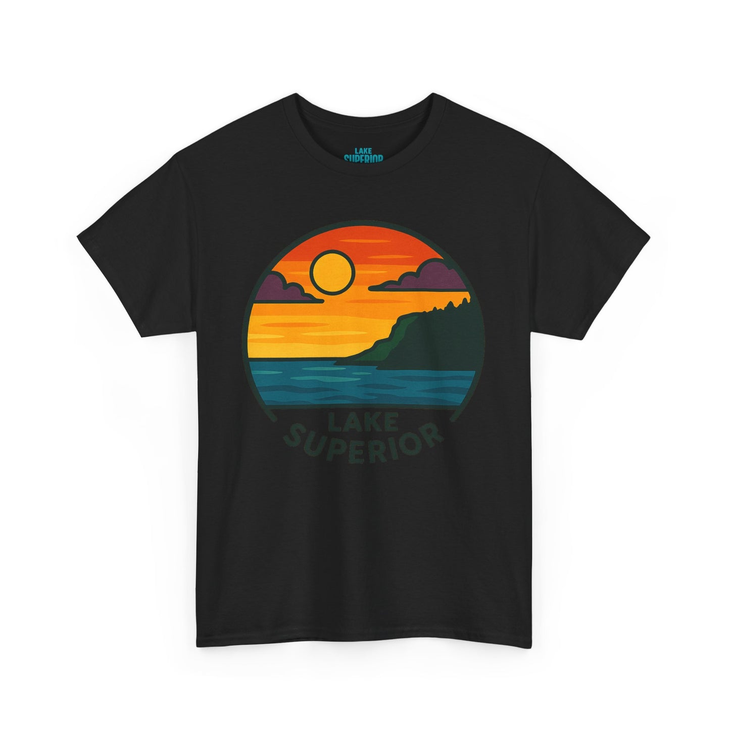 Lake Superior Graphic Tee | Unisex Heavy Cotton T-Shirt, Nature Lover Gift, Lake Adventure Shirt, Outdoor Apparel, Vintage Lake Design