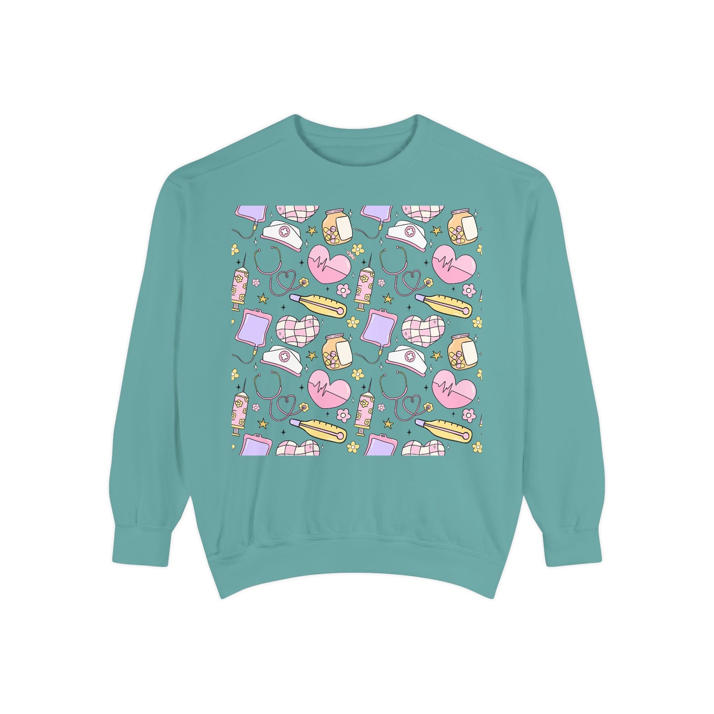 Nurse Cute Patterned Unisex Sweatshirt - Cozy Gift for Her, Trendy Casual Wear, Perfect for Fall, Spring, Birthdays, Love, Friendship