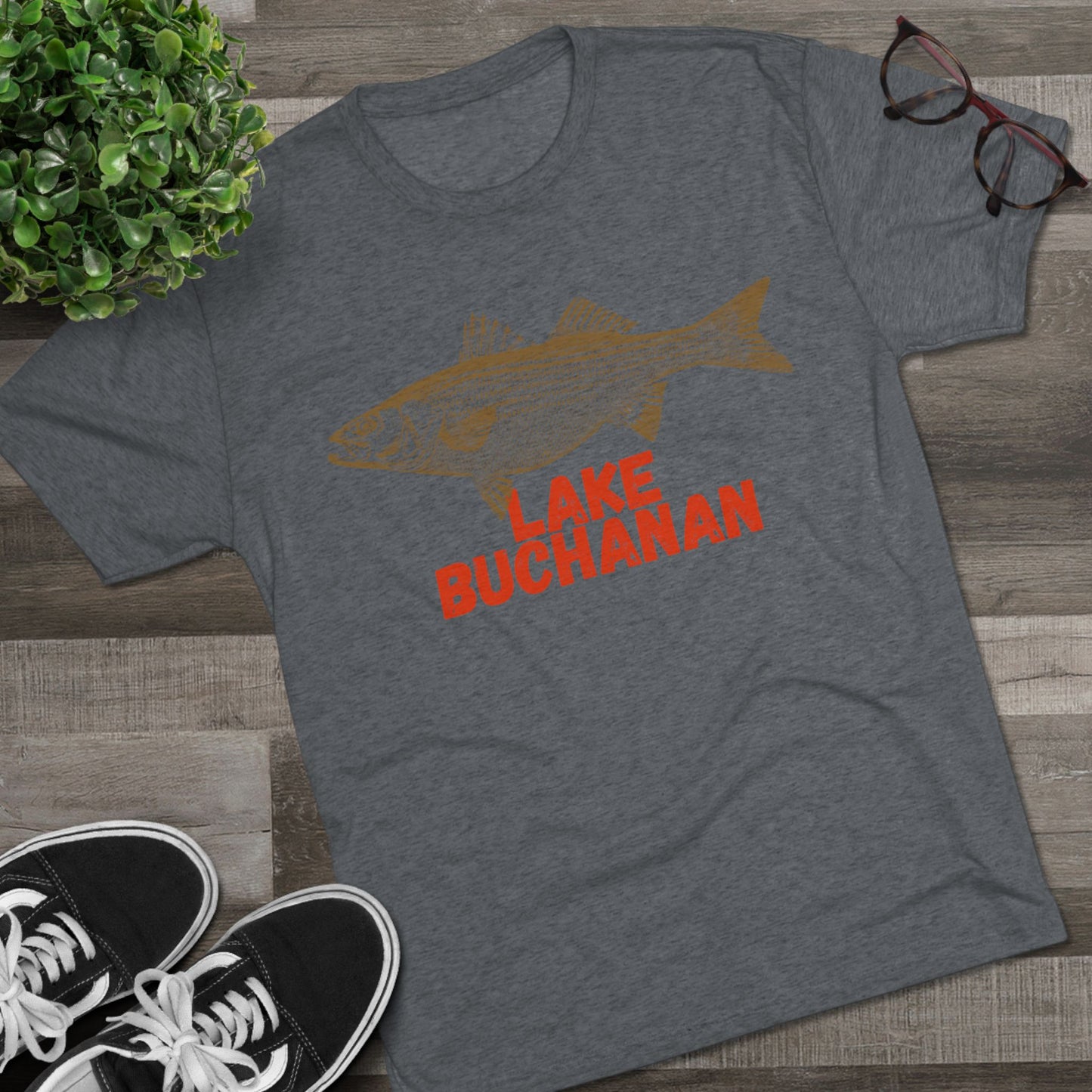 Lake Buchanan Fishing Tee, Unisex Crew Neck Shirt, Summer Lake Apparel, Gift for Fishermen, Outdoor Adventure T-Shirt, Lake House Style