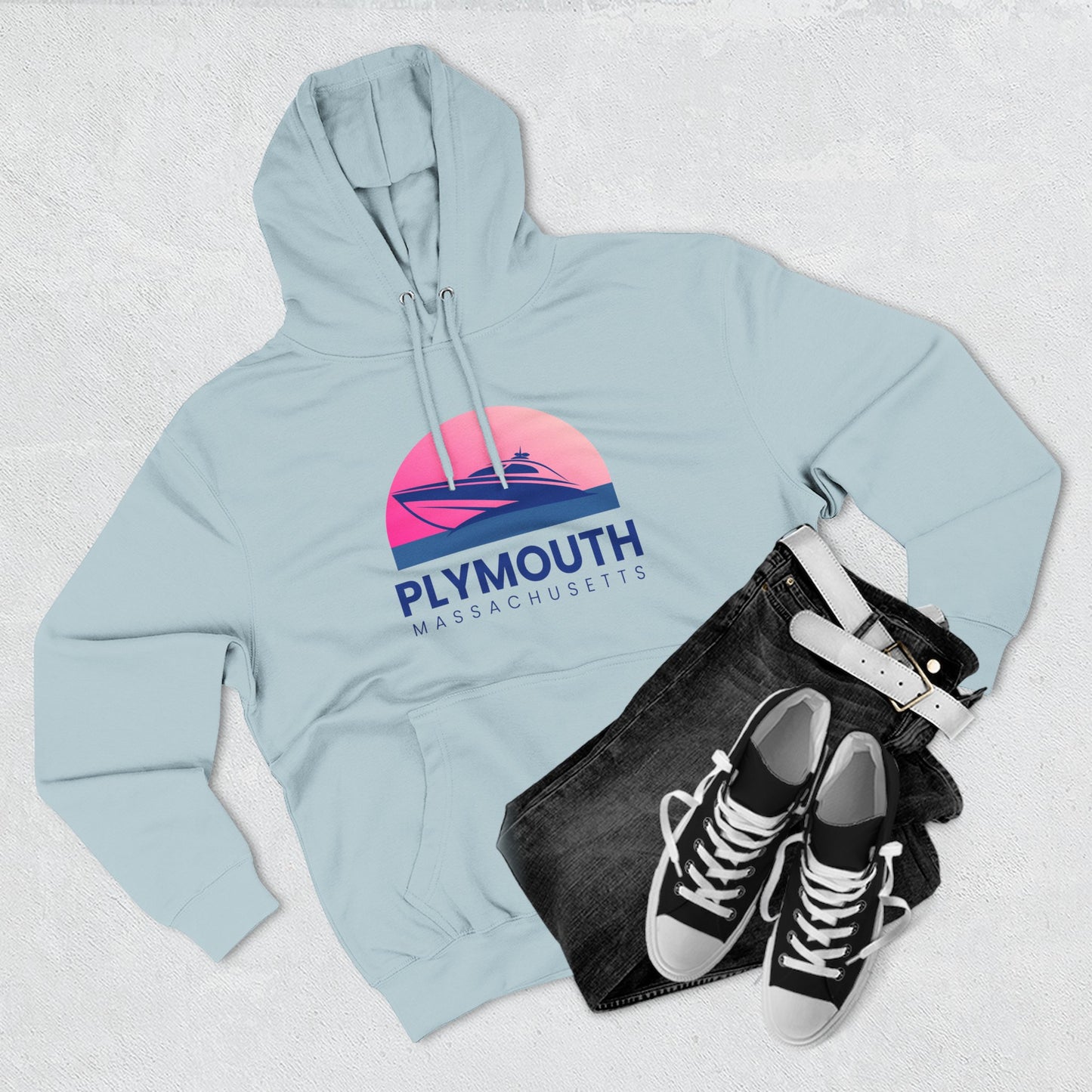 Plymouth Vibes Hoodie with Design, Perfect for Autumn Lovers, Comfortable and Stylish, Great Gift for Vacations