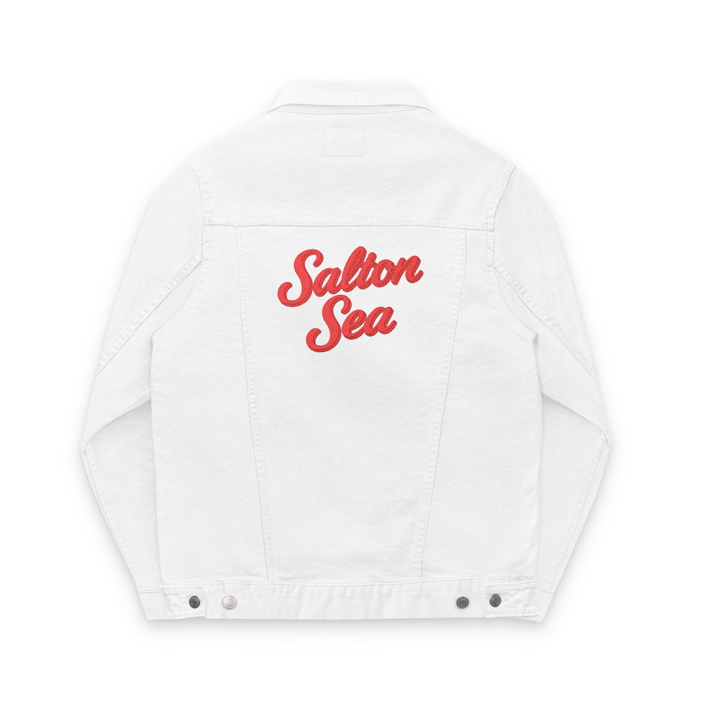 Salton Sea Unisex Embroidered Denim Jacket - Trendy Fall Fashion, Casual Layering, Everyday Wear, Stylish Gift, Unique Statement Piece