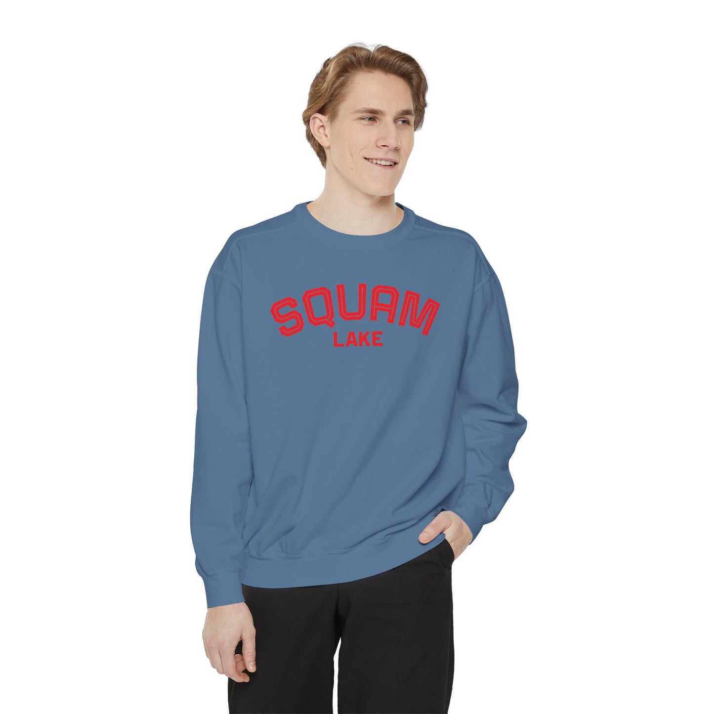 Squam Lake Unisex Garment-Dyed Sweatshirt, Cozy Casual Wear, Perfect for Lakeside Gatherings, Great for Fall, Gift for Nature Lovers
