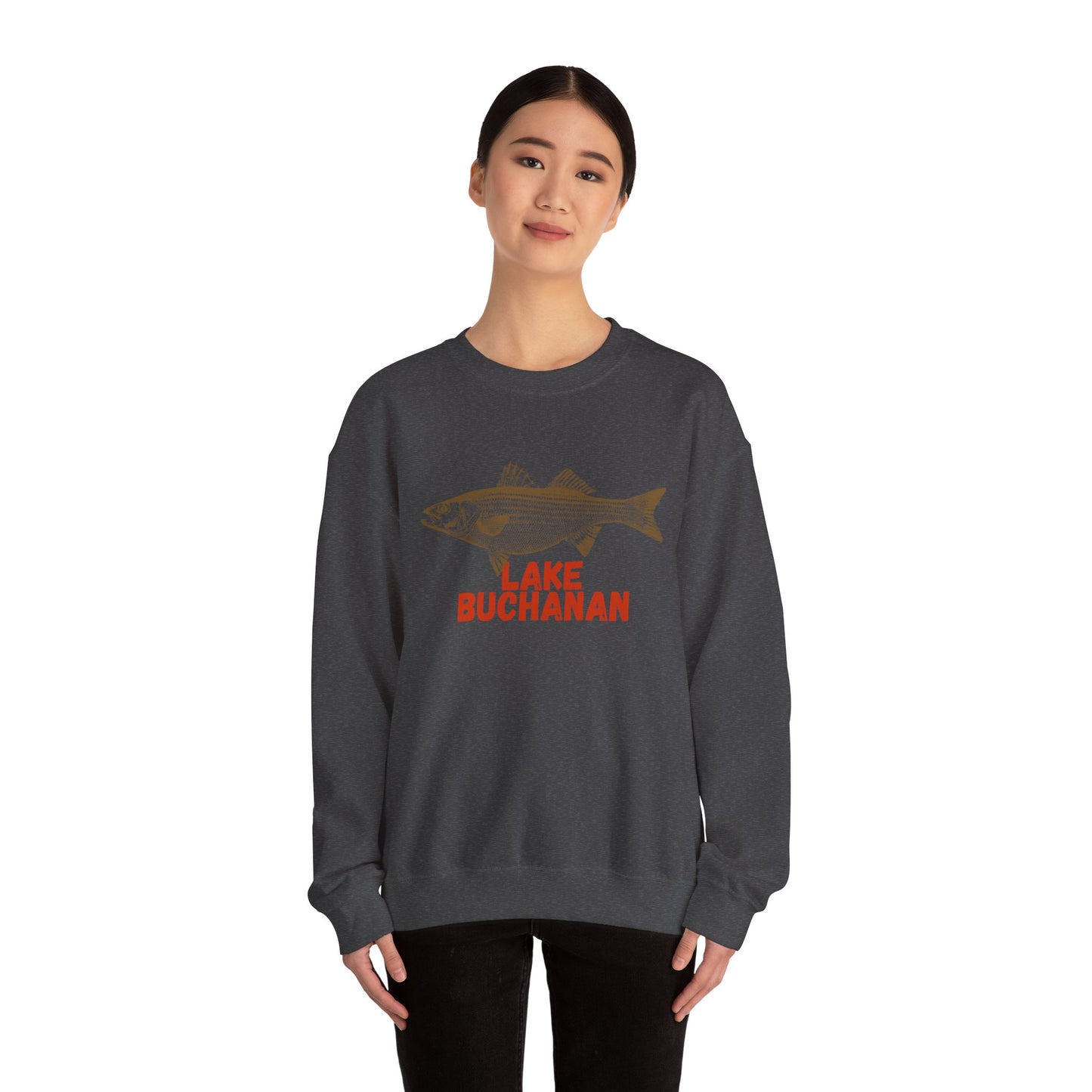 Lake Buchanan Fishing Sweatshirt, Unisex Crewneck, Casual Wear, Gift for Fishermen, Outdoor Apparel, Lake House Cozy