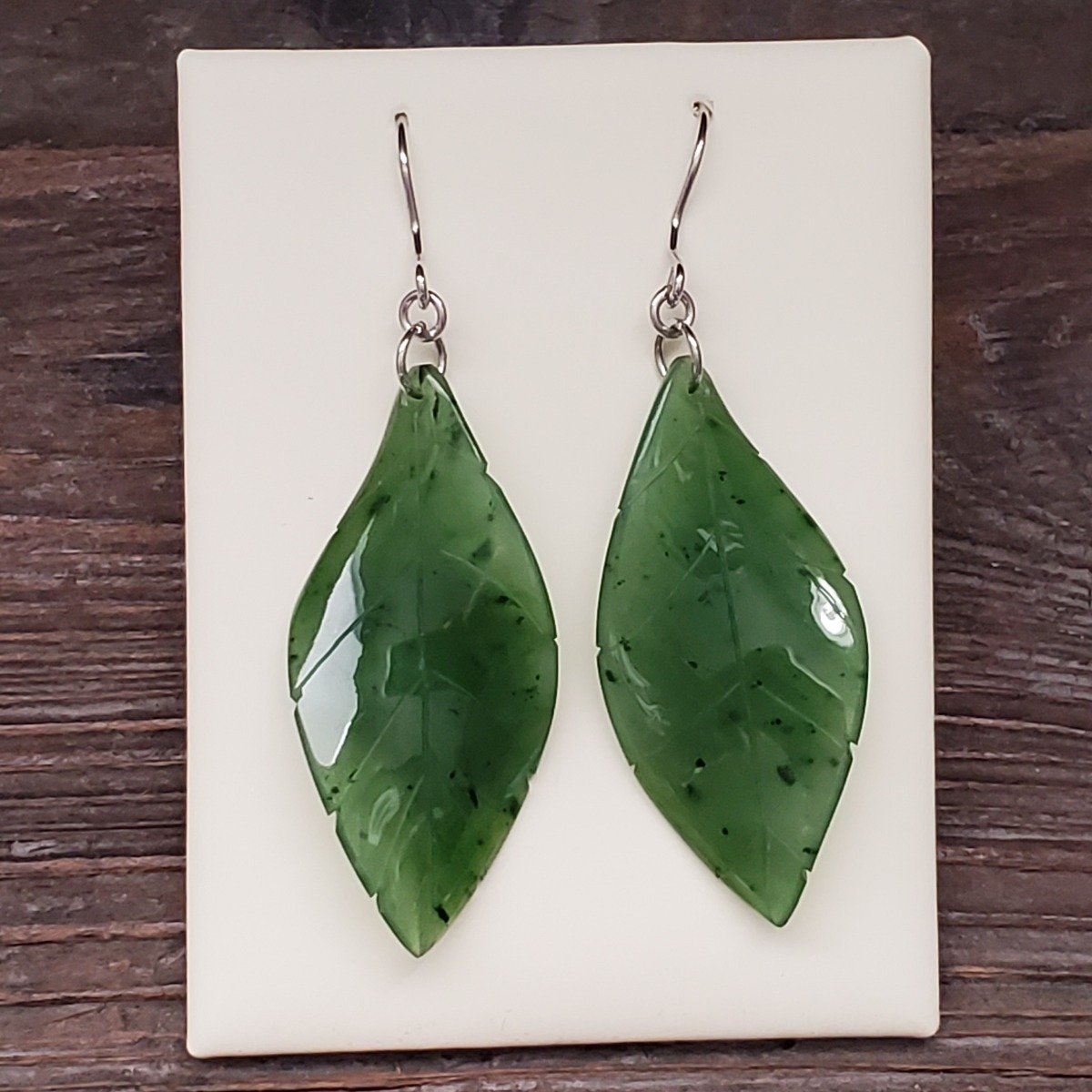 Jade Leaf Earrings, 2219