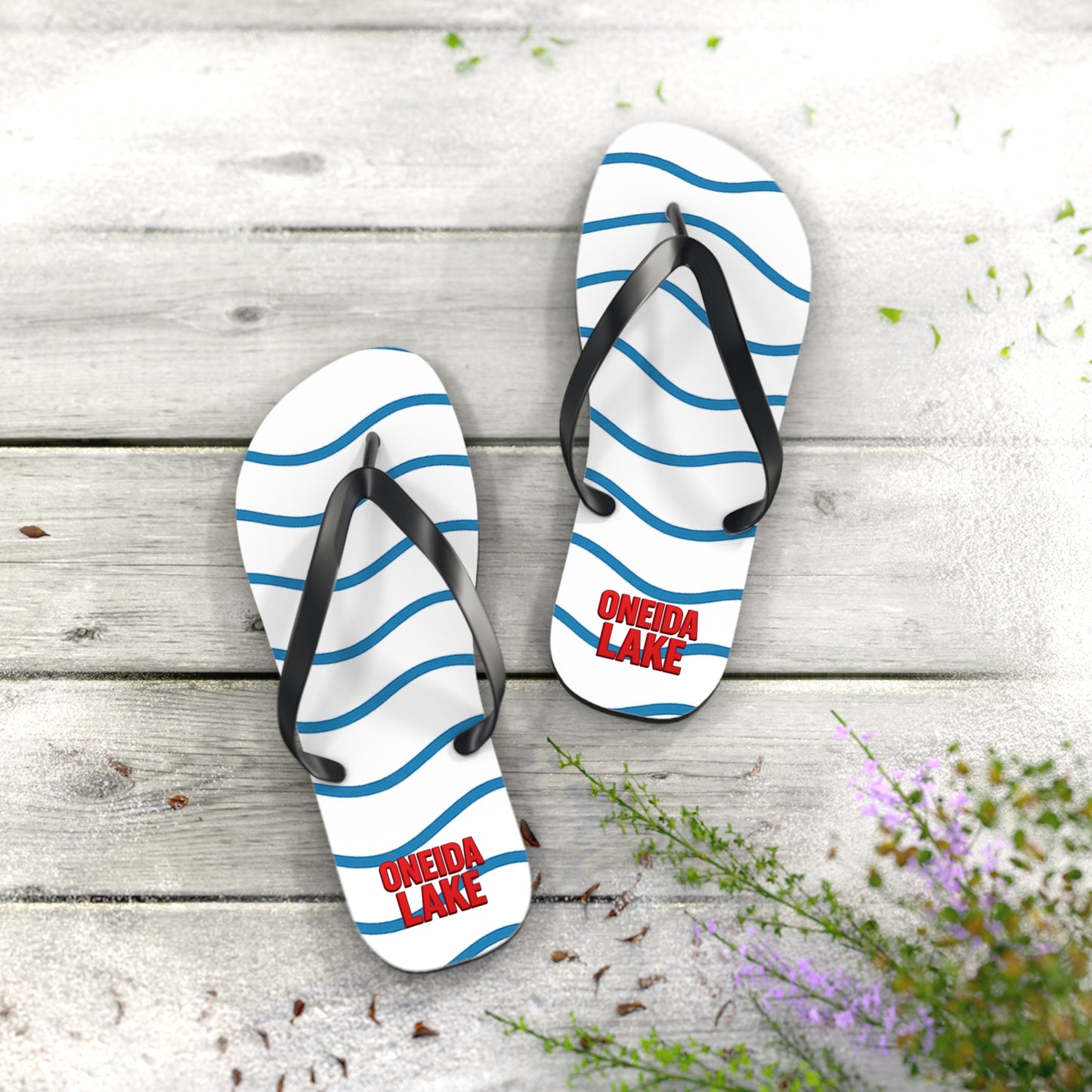 Oneida Lake Beachy Vibes Flip Flops - Summer Sandals, Poolside Footwear, Vacation Essentials, Casual Summer Shoes, Beach Accessories