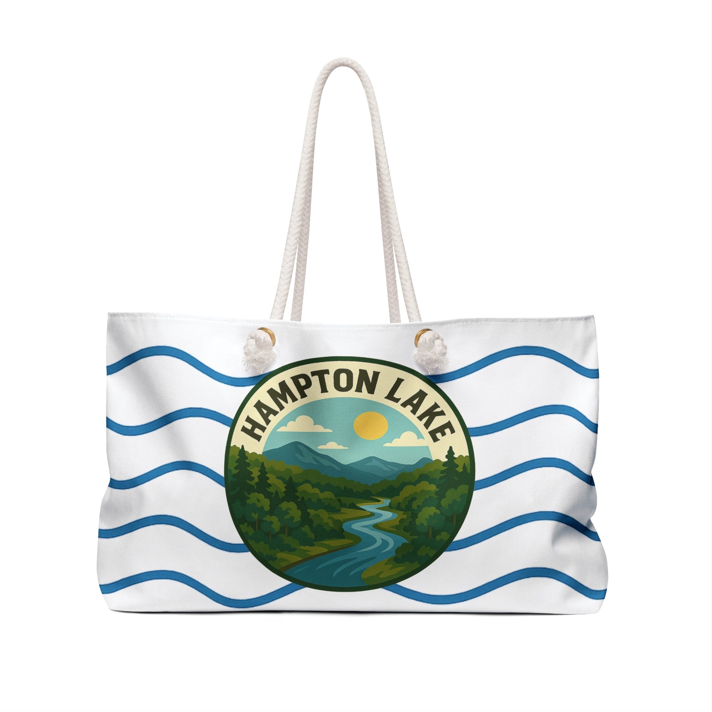 Hampton Lake Weekender Bag White | Travel Tote, Beach Bag, Vacation Essentials, Escape Bag, Lake Life Carryall