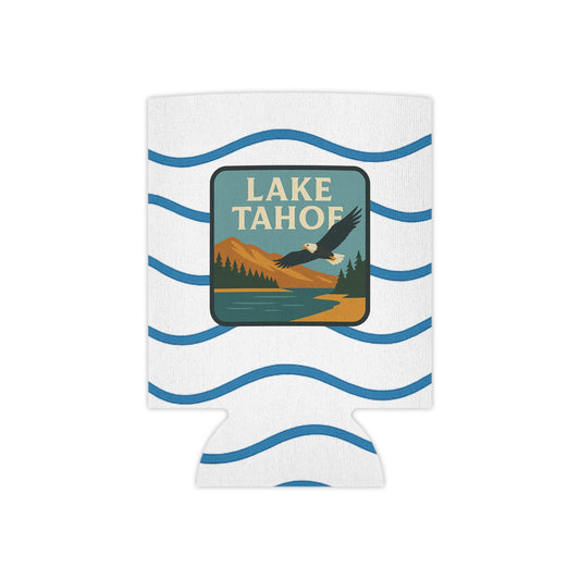 Lake Tahoe Can Cooler | Vintage Lake House Drink Holder, Outdoor Party Favor, Moose Design, Camping Gear, Summer BBQ Essential