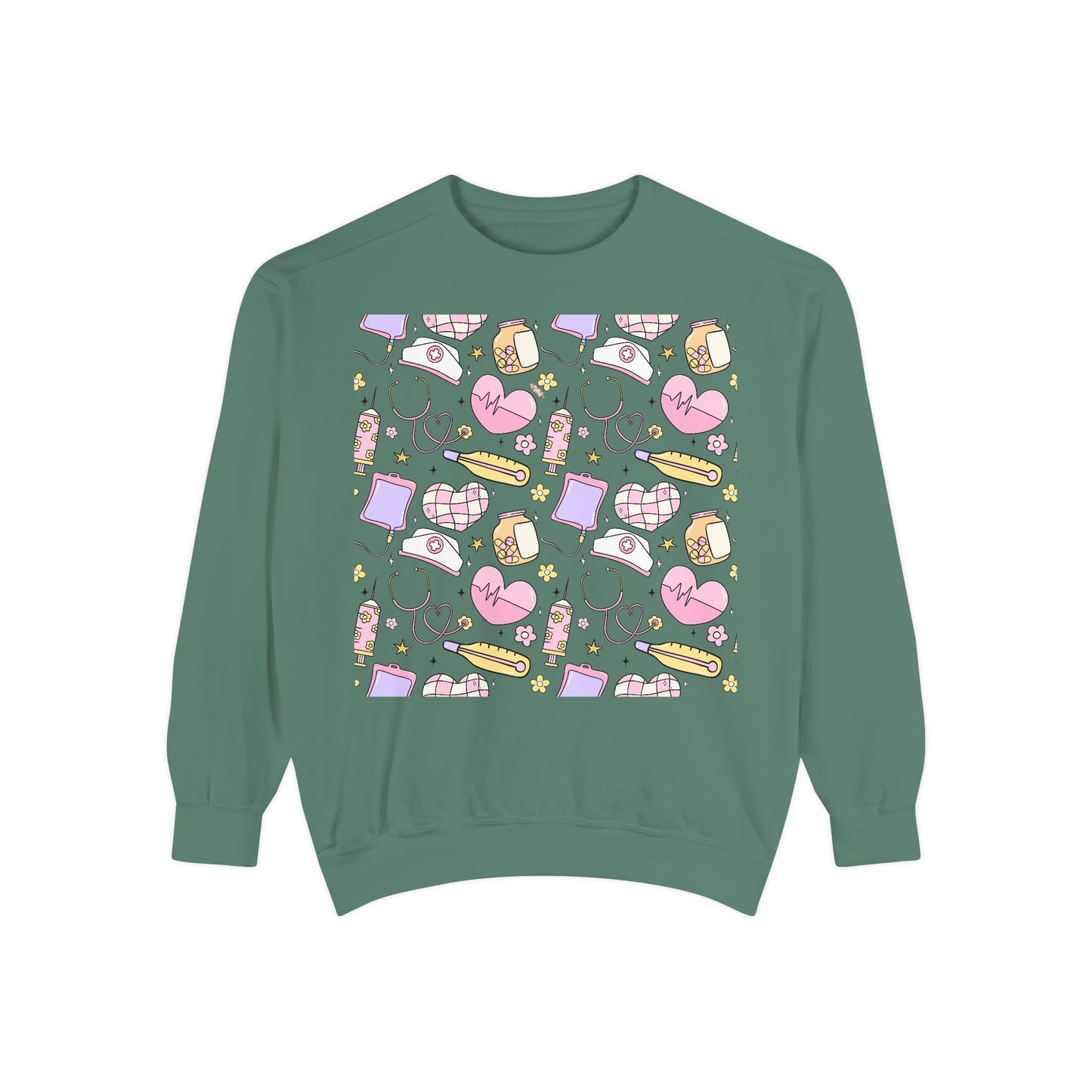 Nurse Cute Patterned Unisex Sweatshirt - Cozy Gift for Her, Trendy Casual Wear, Perfect for Fall, Spring, Birthdays, Love, Friendship