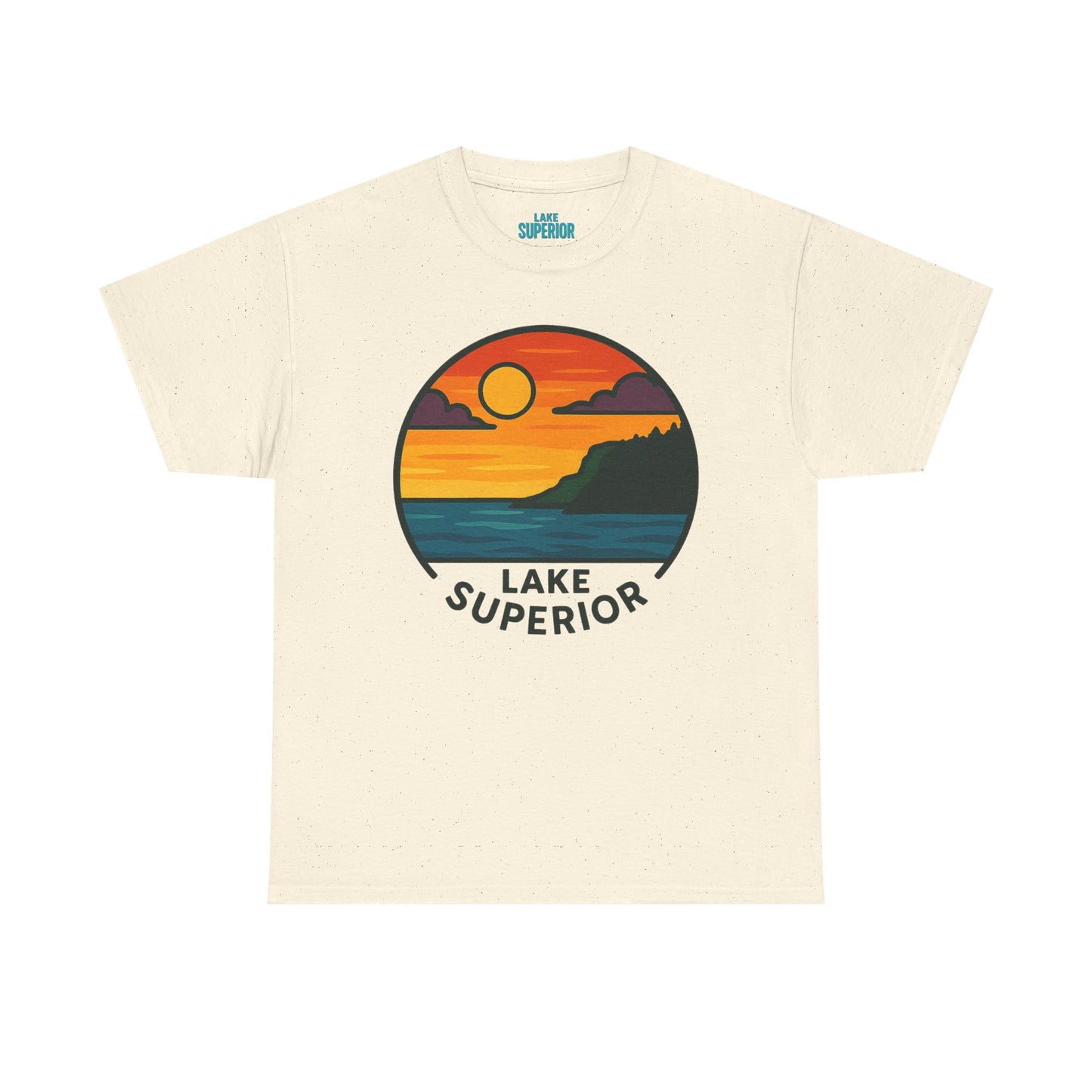 Lake Superior Graphic Tee | Unisex Heavy Cotton T-Shirt, Nature Lover Gift, Lake Adventure Shirt, Outdoor Apparel, Vintage Lake Design