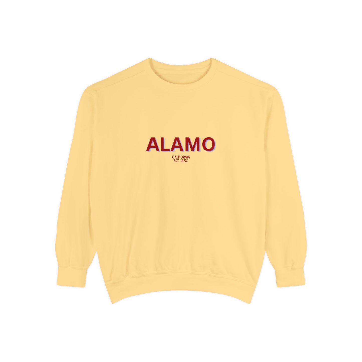 Alamo Unisex Garment-Dyed Sweatshirt | Cozy Fashion, Perfect for Casual Outings, Gifts, Fall & Winter Style, Everyday Comfort