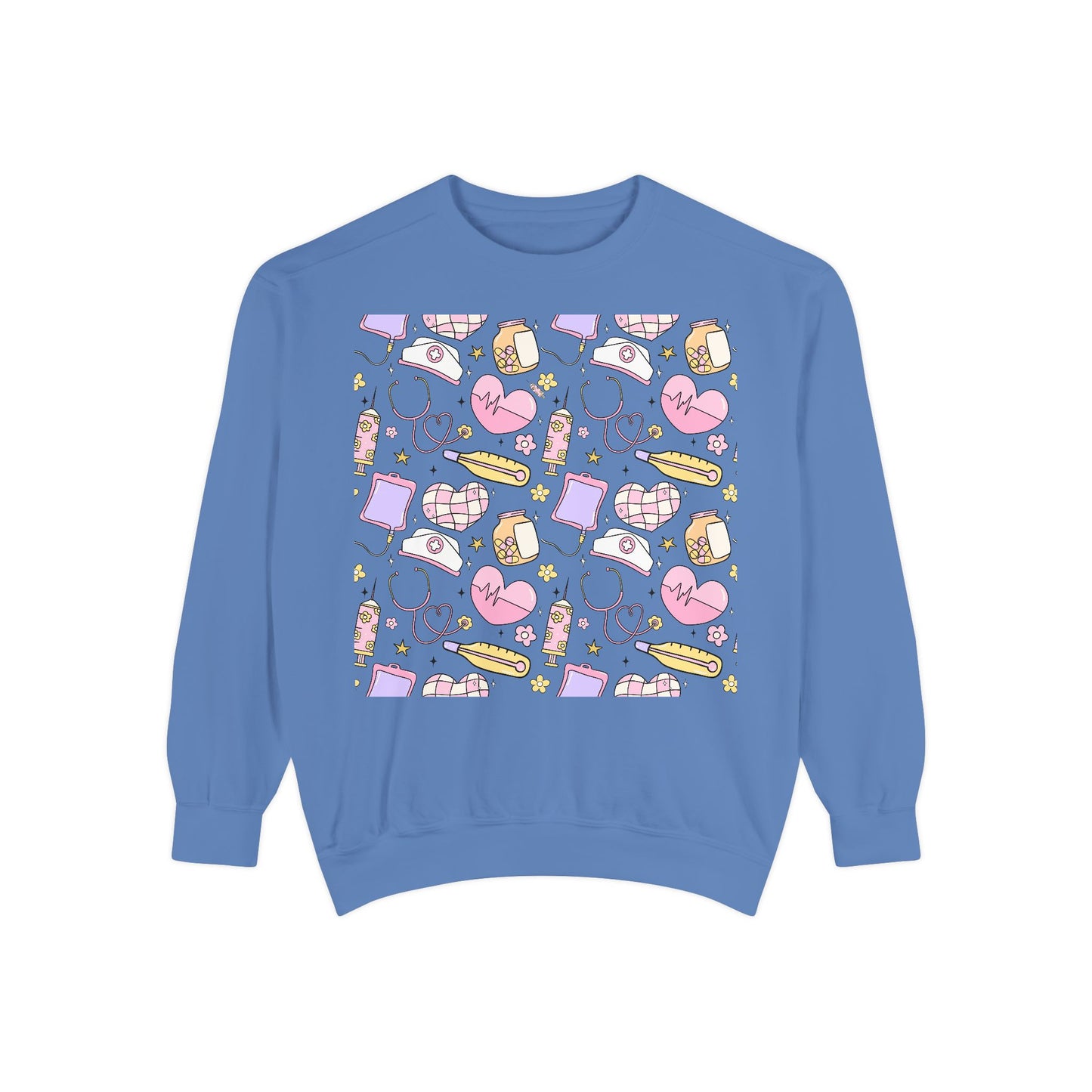 Nurse Cute Patterned Unisex Sweatshirt - Cozy Gift for Her, Trendy Casual Wear, Perfect for Fall, Spring, Birthdays, Love, Friendship