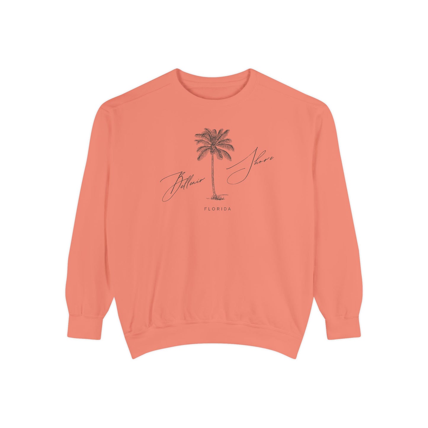 Belleair Shore Chill Vibes Sweatshirt - Unisex Garment-Dyed Style, Perfect for Lounging, Gift for Her, Palm Tree Design, Summer Escape