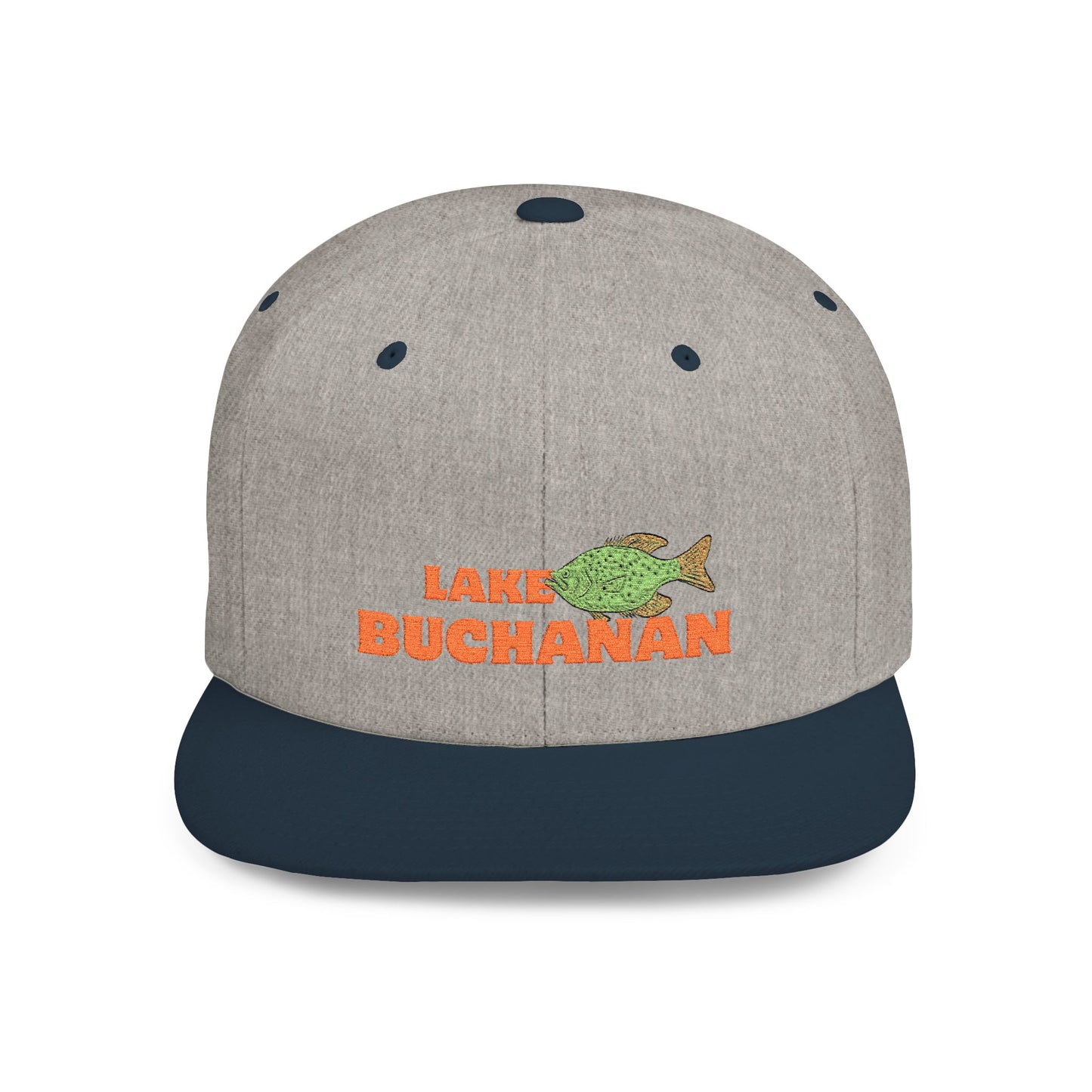Lake Buchanan Fish Flat Bill Snapback Hat, Fishing Cap, Outdoor Gear, Lake House Gift, Summer Accessories, Stylish Headwear