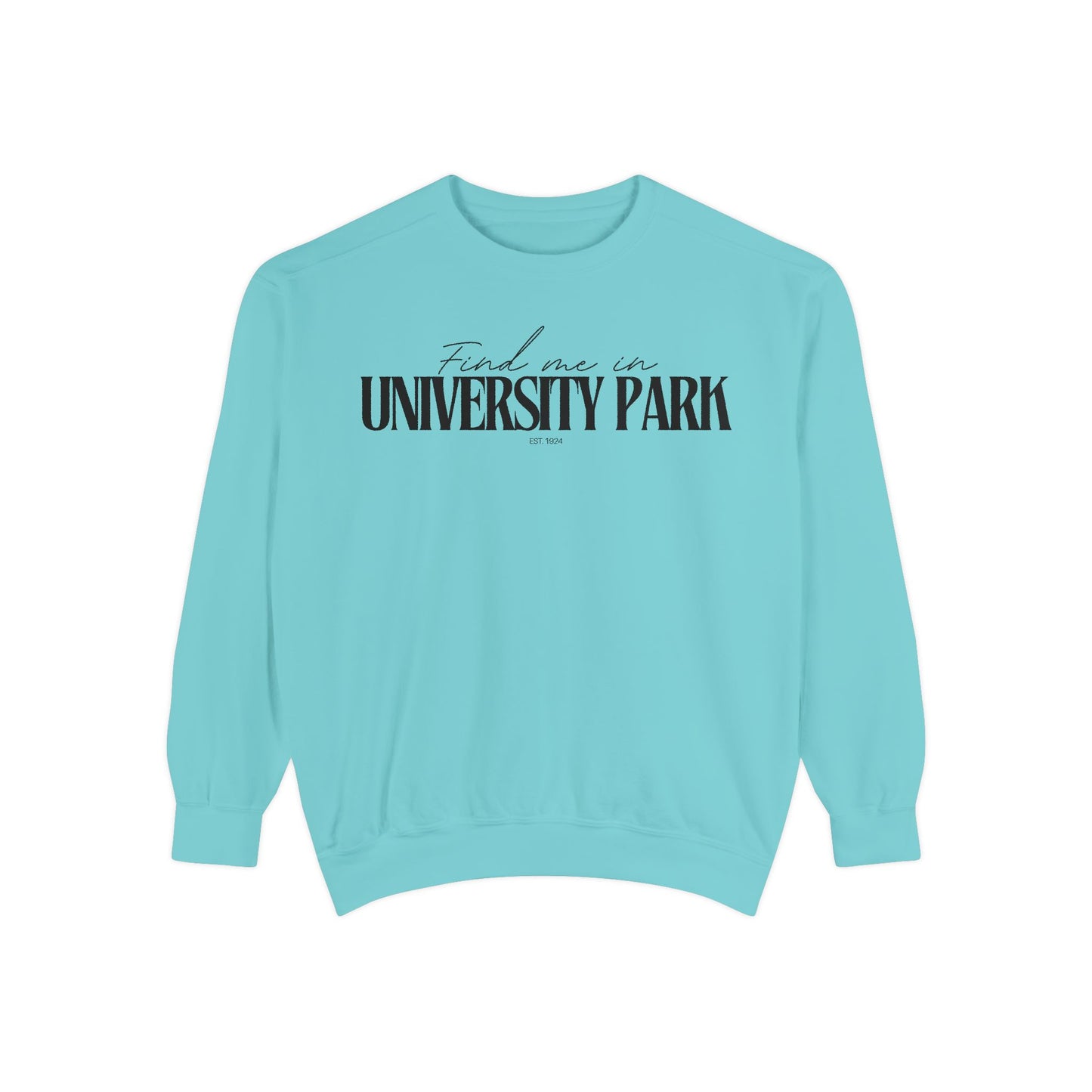 University Park Cozy Sweatshirt, Unisex Garment-Dyed Crew, Casual Wear, Gift for Friends, Fall Fashion, Lounge Style