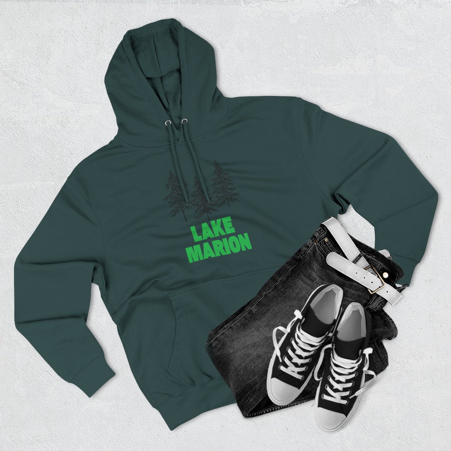 Lake Marion Fleece Hoodie, Cozy Sweatshirt, Outdoor Adventure Wear, Unique Gift for Lake Lovers, Perfect for Fall and Winter