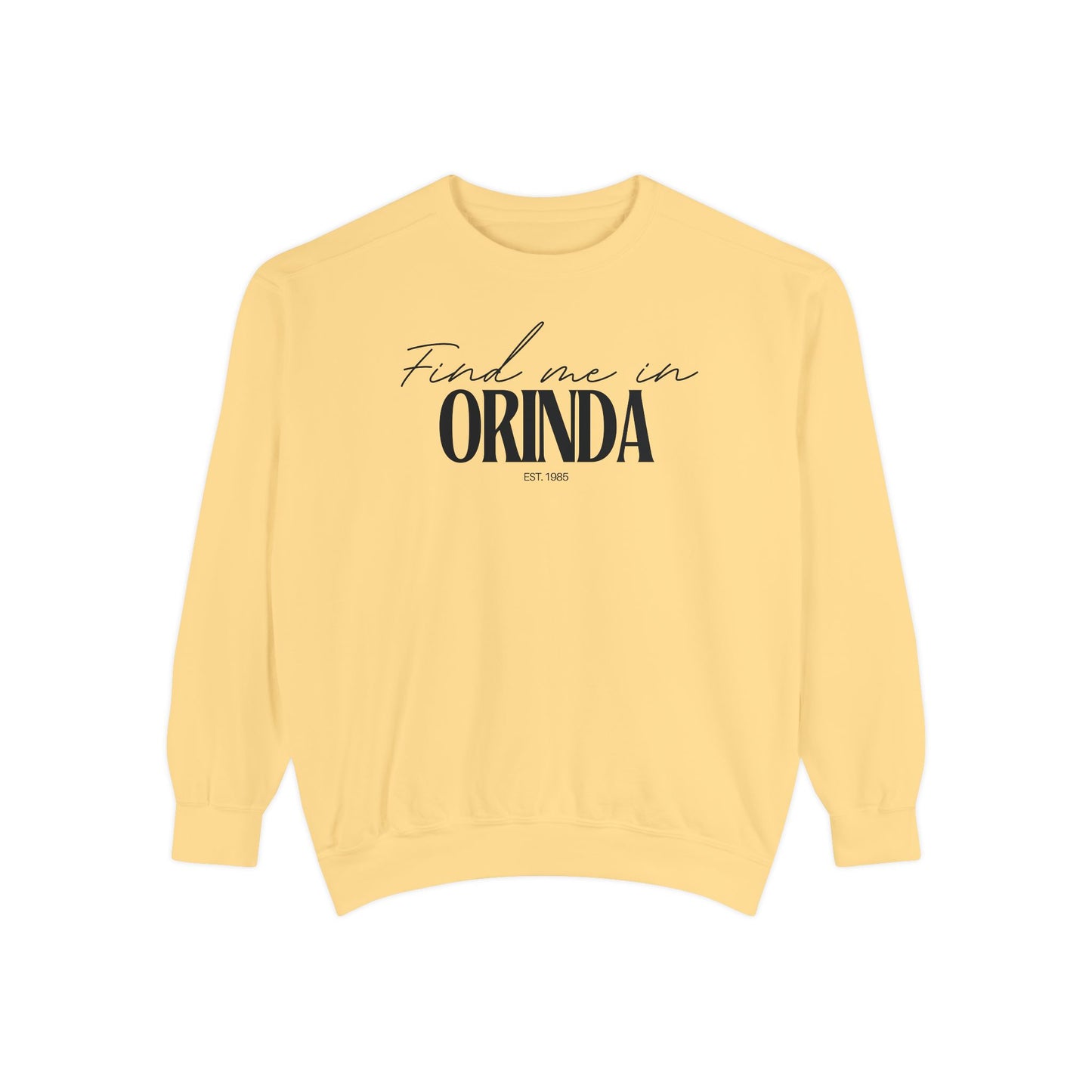 Orinda Cozy Sweatshirt, Unisex Garment-Dyed Crew, Casual Wear, Gift for Friends, Fall Fashion, Lounge Style