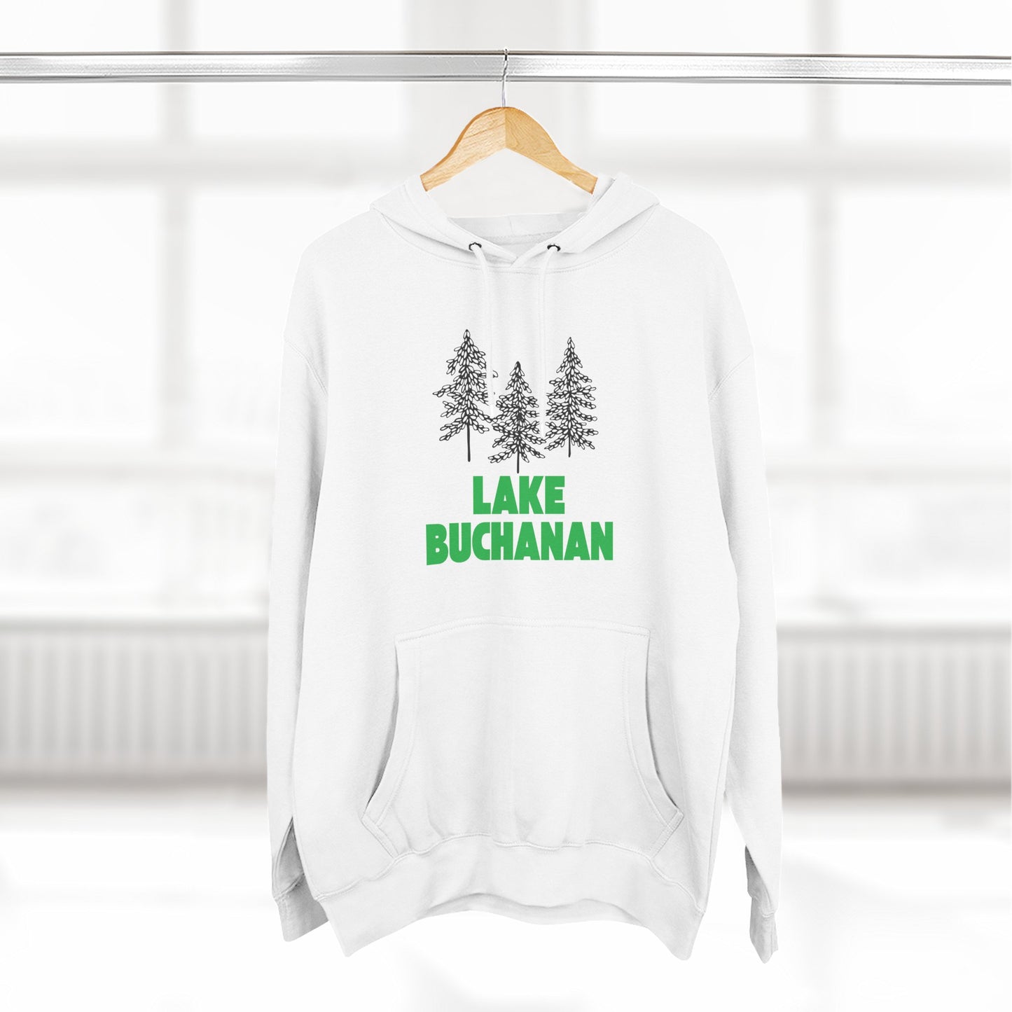 Lake Buchanan Fleece Hoodie, Cozy Sweatshirt, Outdoor Adventure Wear, Unique Gift for Lake Lovers, Perfect for Fall and Winter