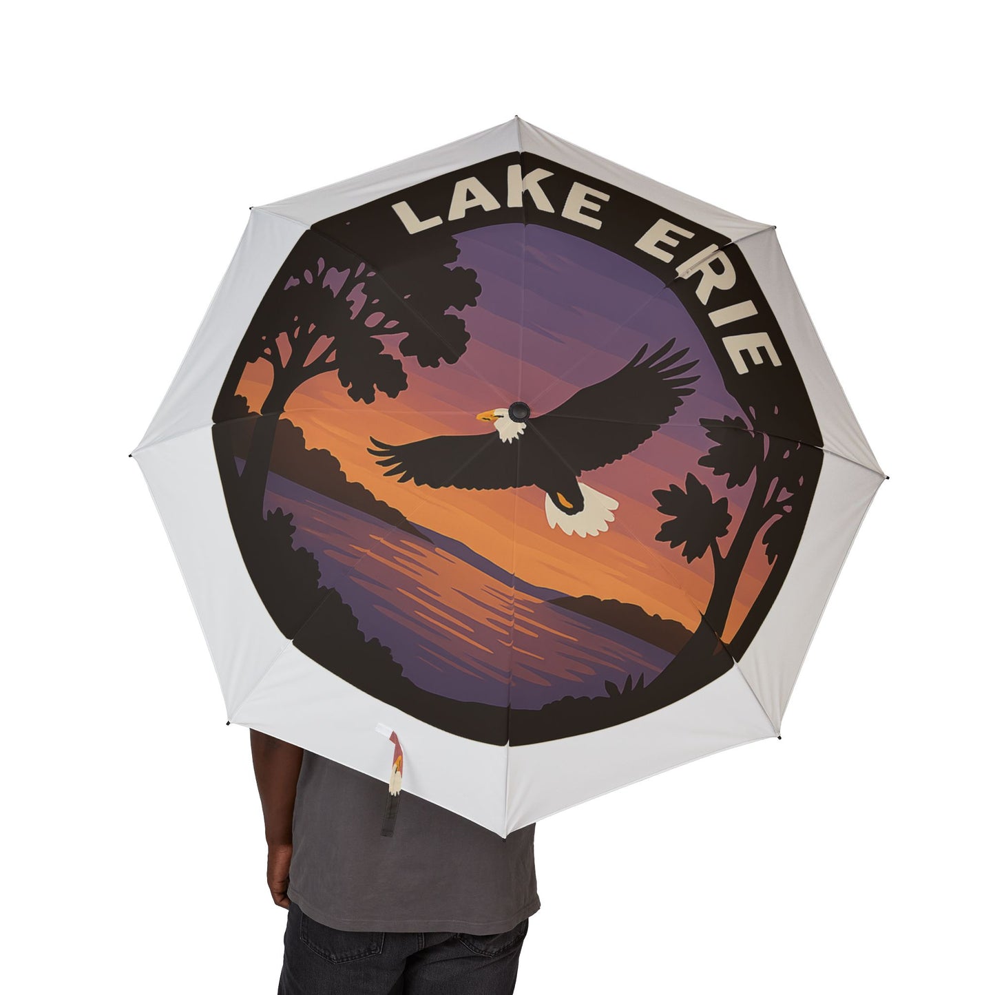 Lake Erie Semi-Automatic Foldable Umbrella, Travel Umbrella, Outdoor Gear, Gifts for Nature Lovers, Rainy Day Essential