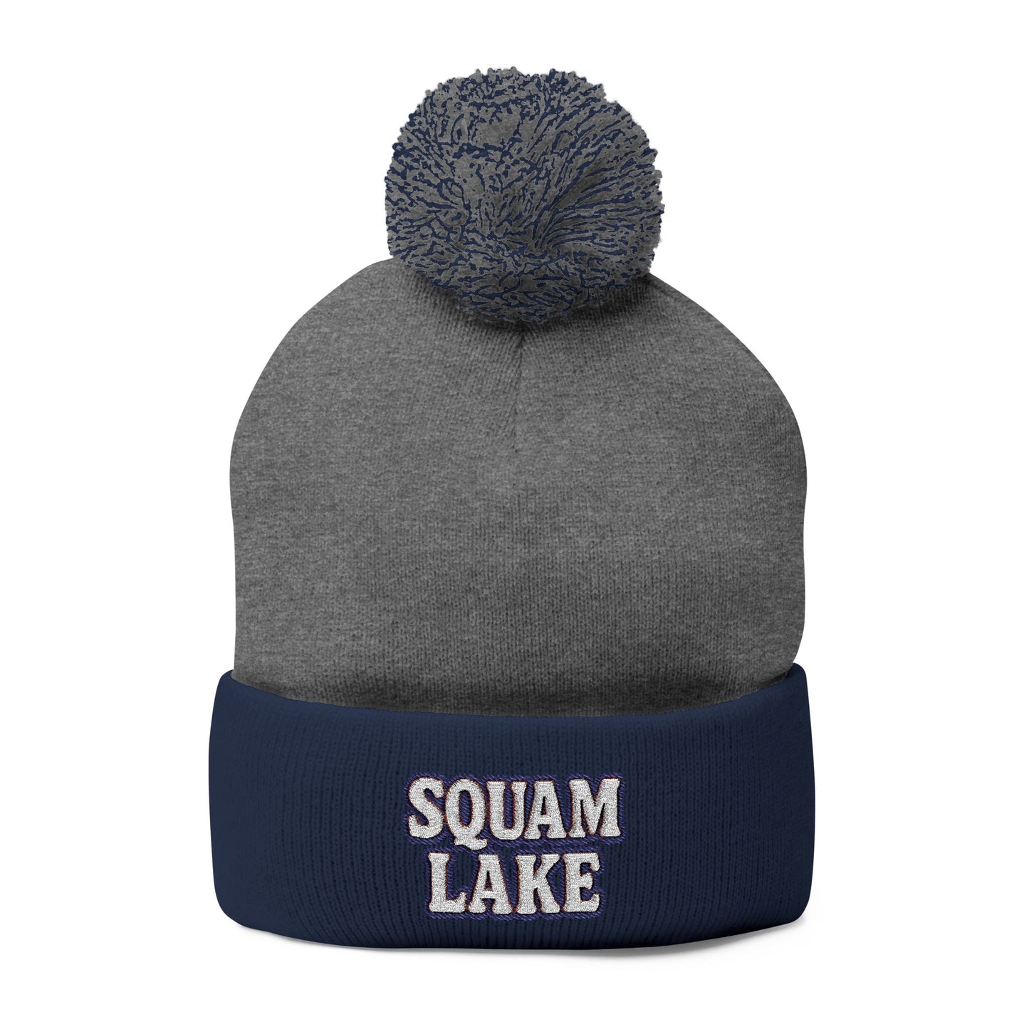 Squam Lake Pom-Pom Knit Cap (Embroidery)