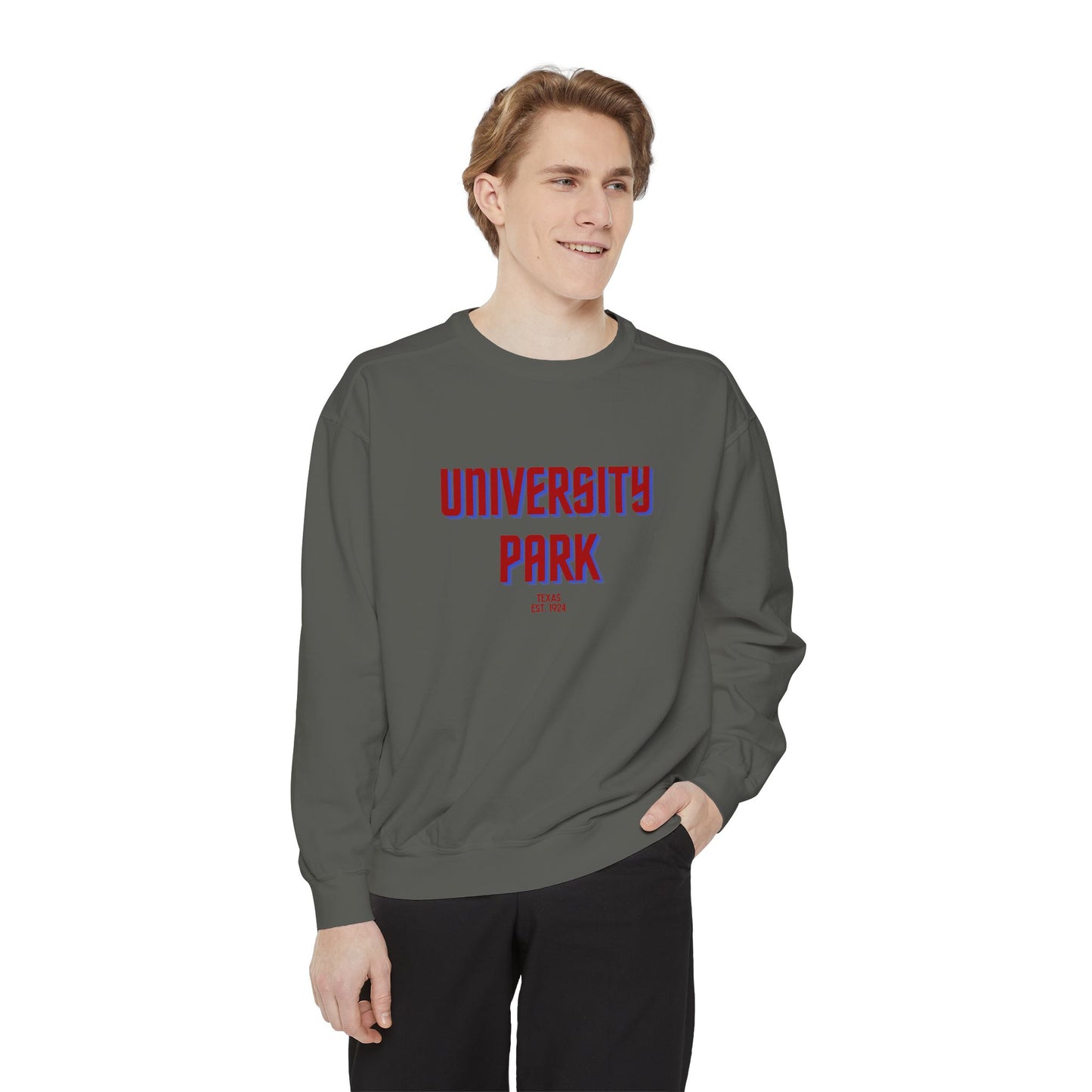 University Park Unisex Garment-Dyed Sweatshirt | Cozy Fashion, Perfect for Casual Outings, Gifts, Fall & Winter Style, Everyday Comfort