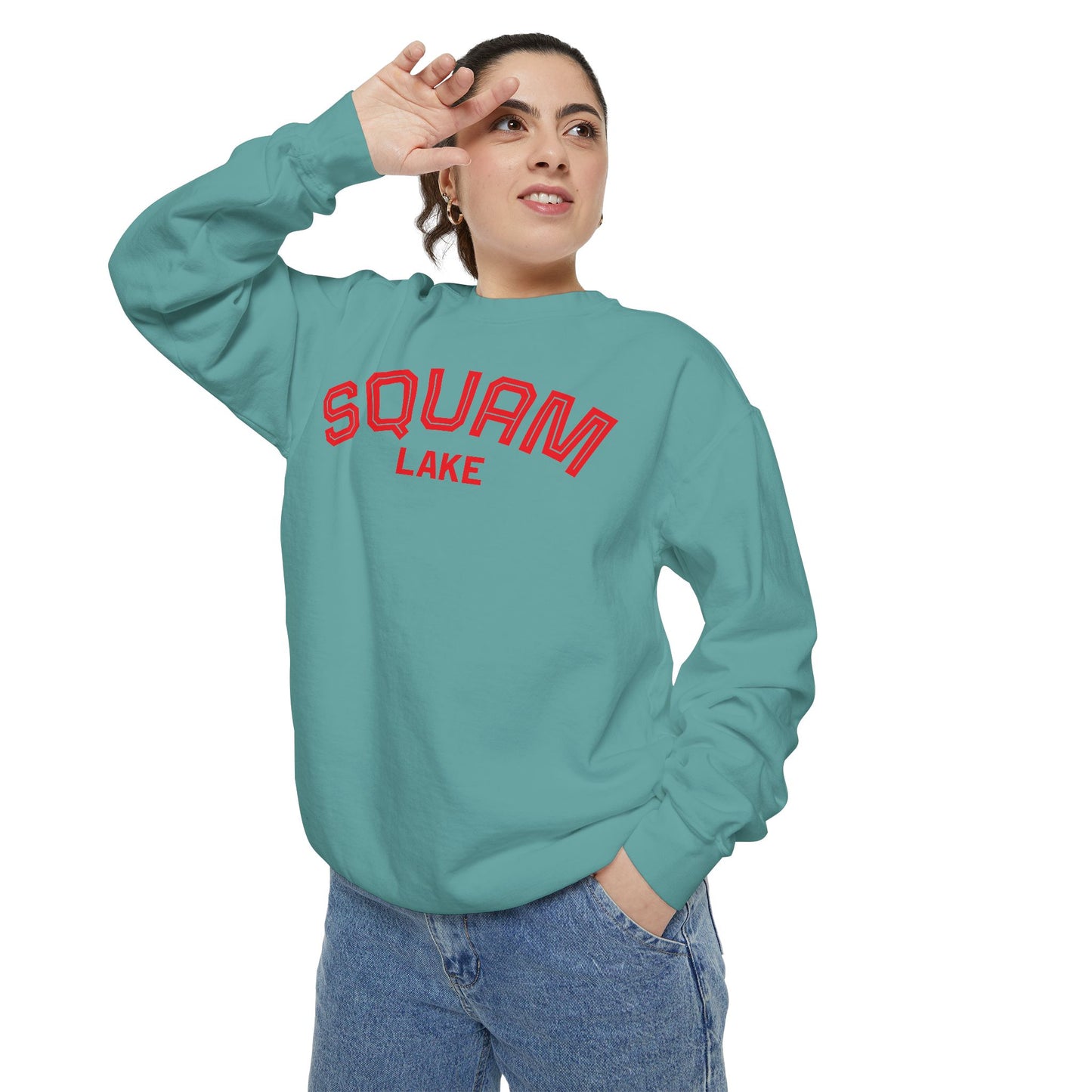 Squam Lake Unisex Garment-Dyed Sweatshirt, Cozy Casual Wear, Perfect for Lakeside Gatherings, Great for Fall, Gift for Nature Lovers